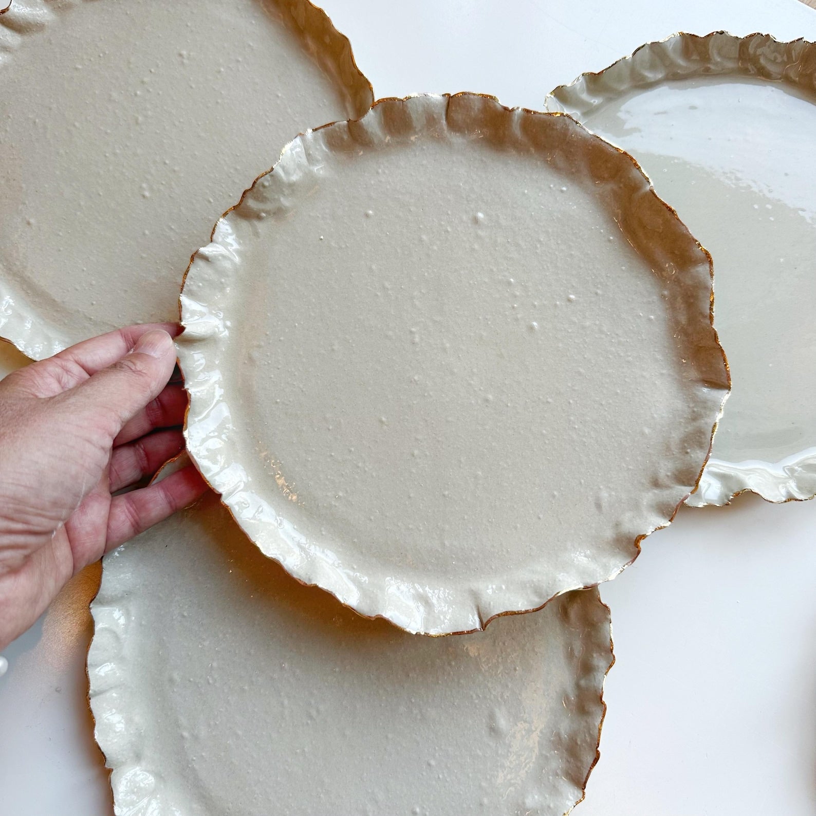 Ruffled Edge Stoneware Plates - A Touch of Elegance