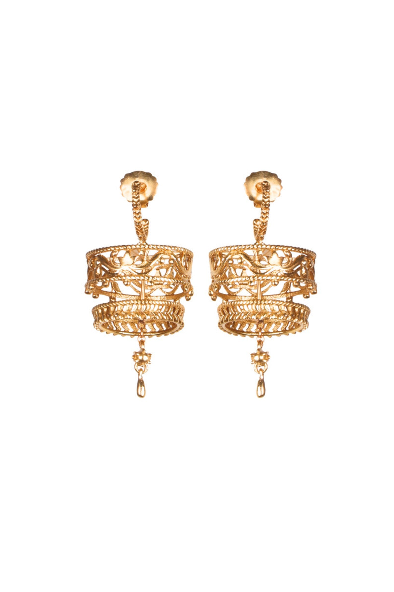 Gold Filigree jhumki- Delicate jhumka Earrings