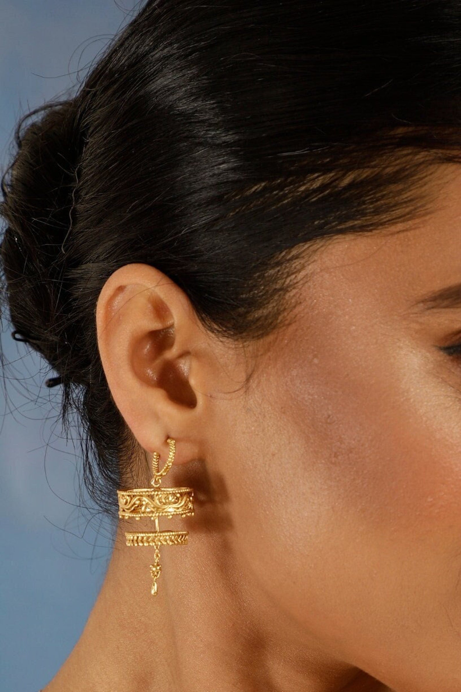 Gold Filigree jhumki- Delicate jhumka Earrings