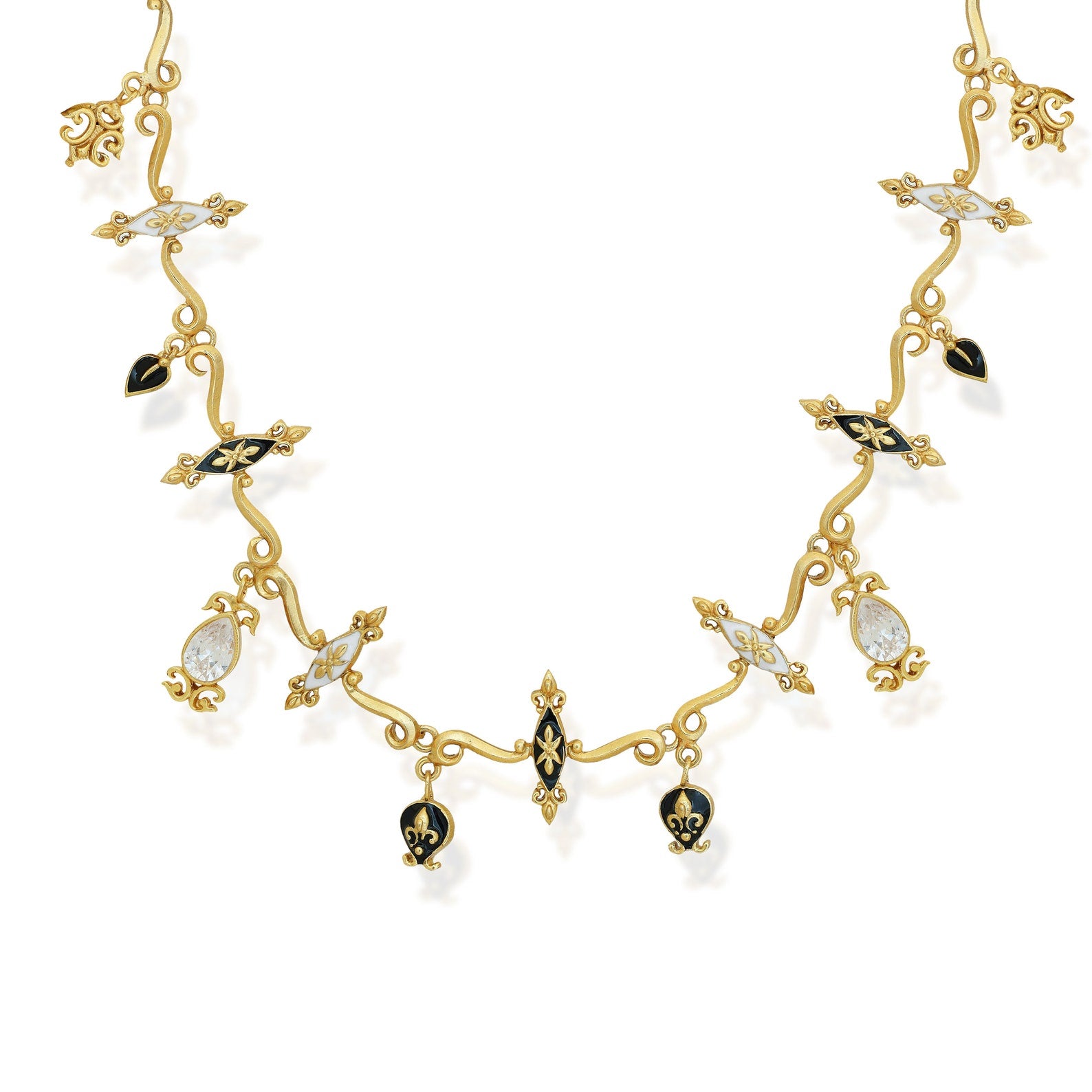 Statement Vintage Charm Necklace-  Black & white