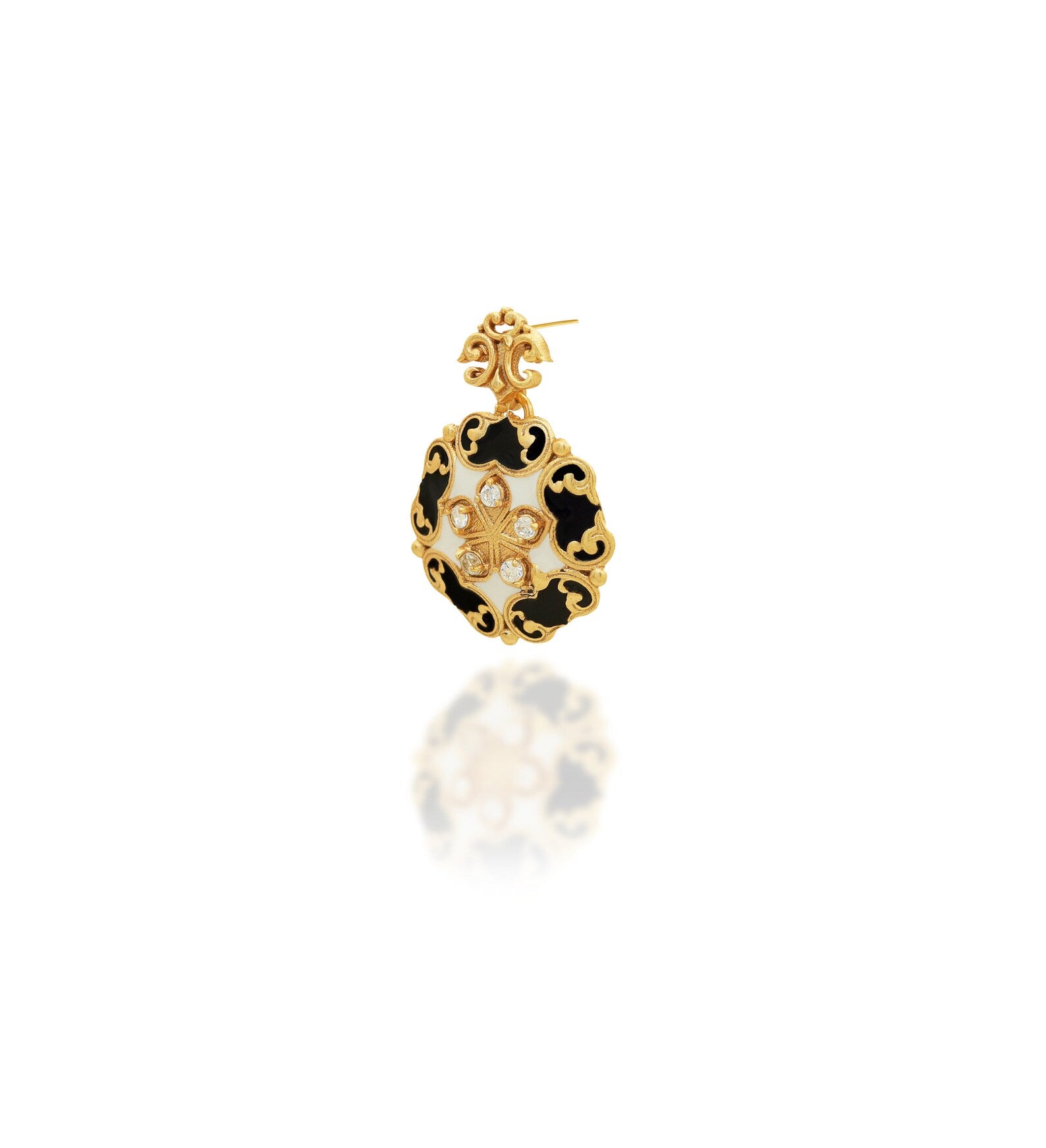 Vintage Jewellery- Black & White Enamel Earrings