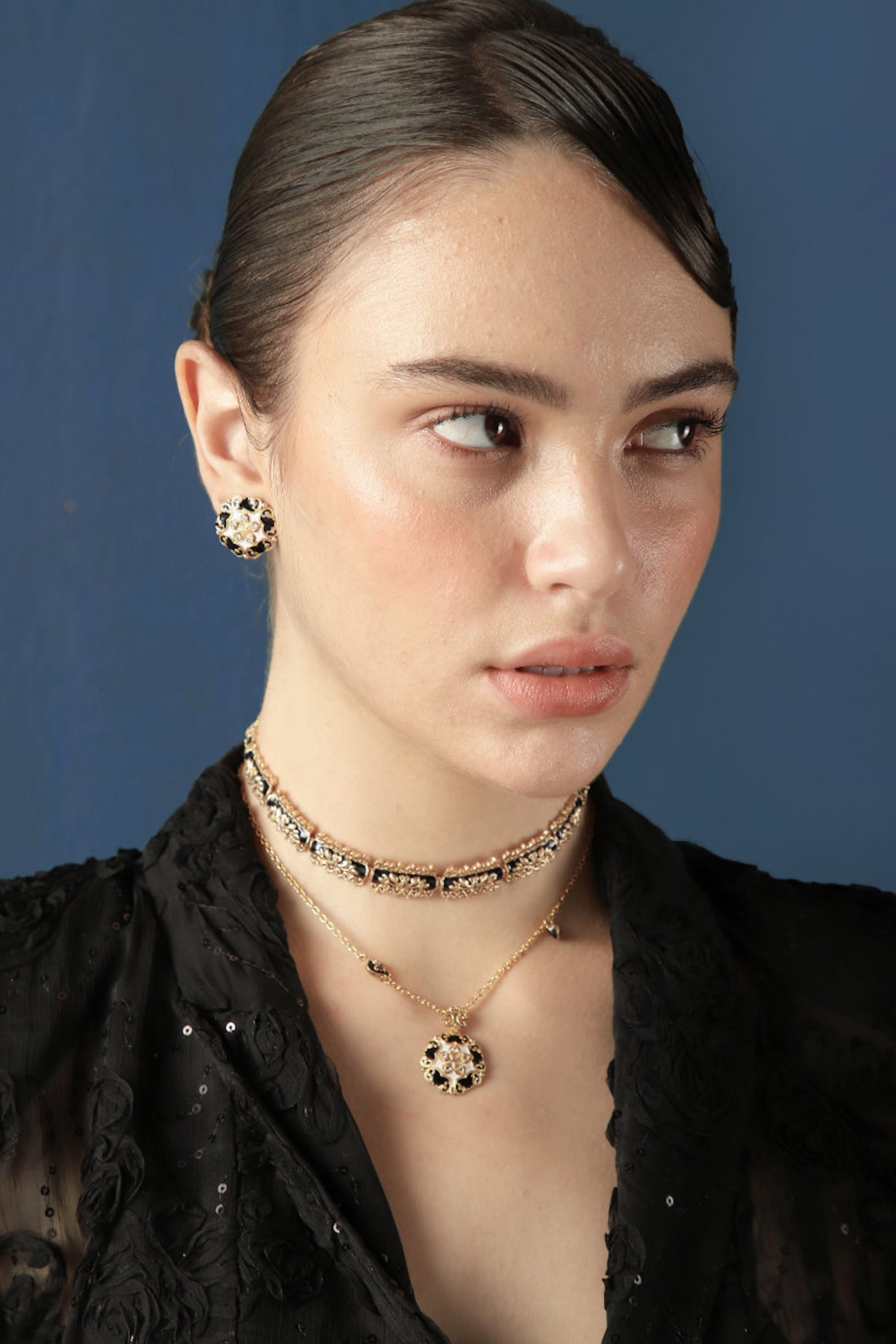 Vintage Stud Earrings | Black & White Enamel Earrings