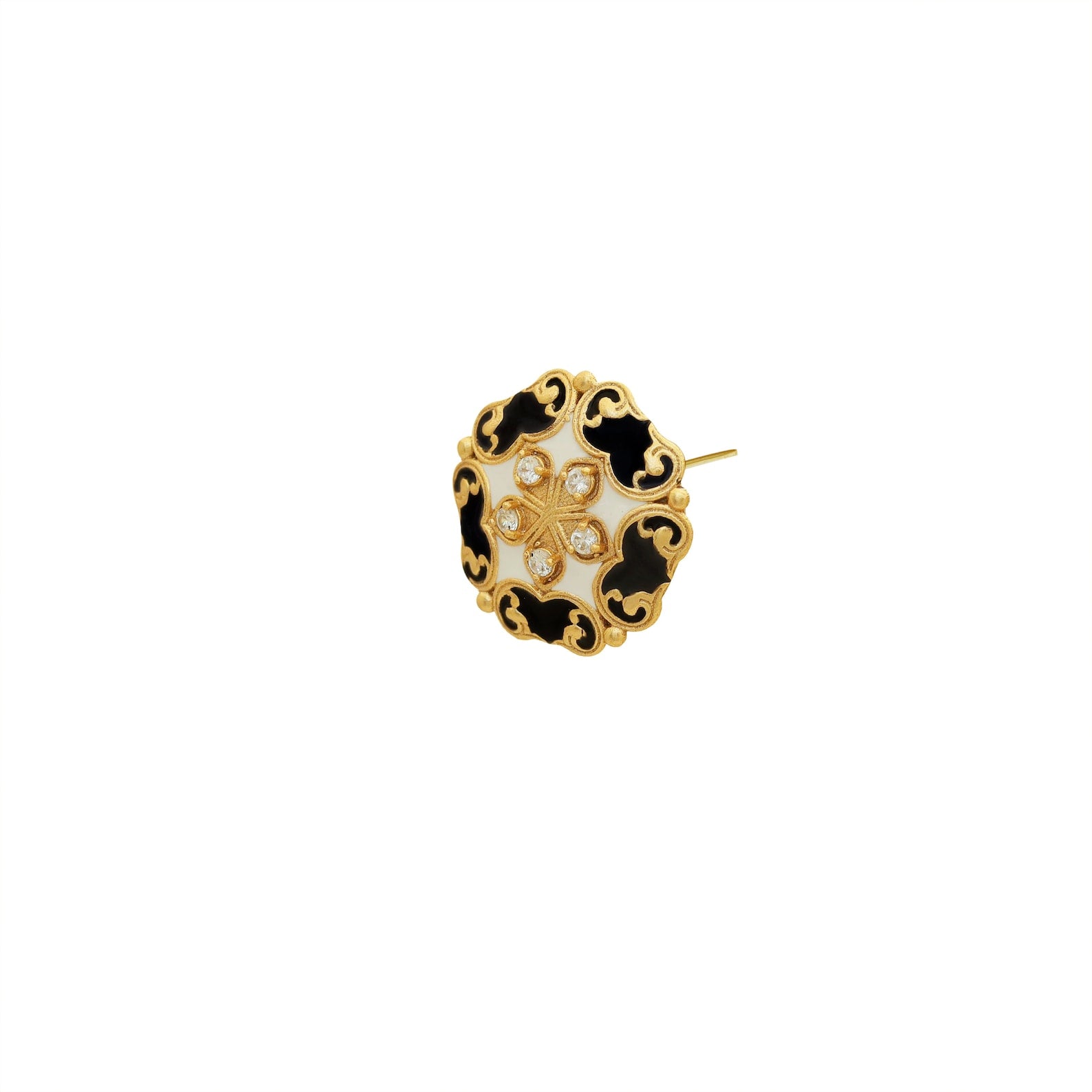 Vintage Stud Earrings | Black & White Enamel Earrings