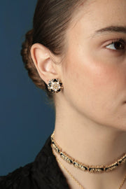 Vintage Stud Earrings | Black & White Enamel Earrings
