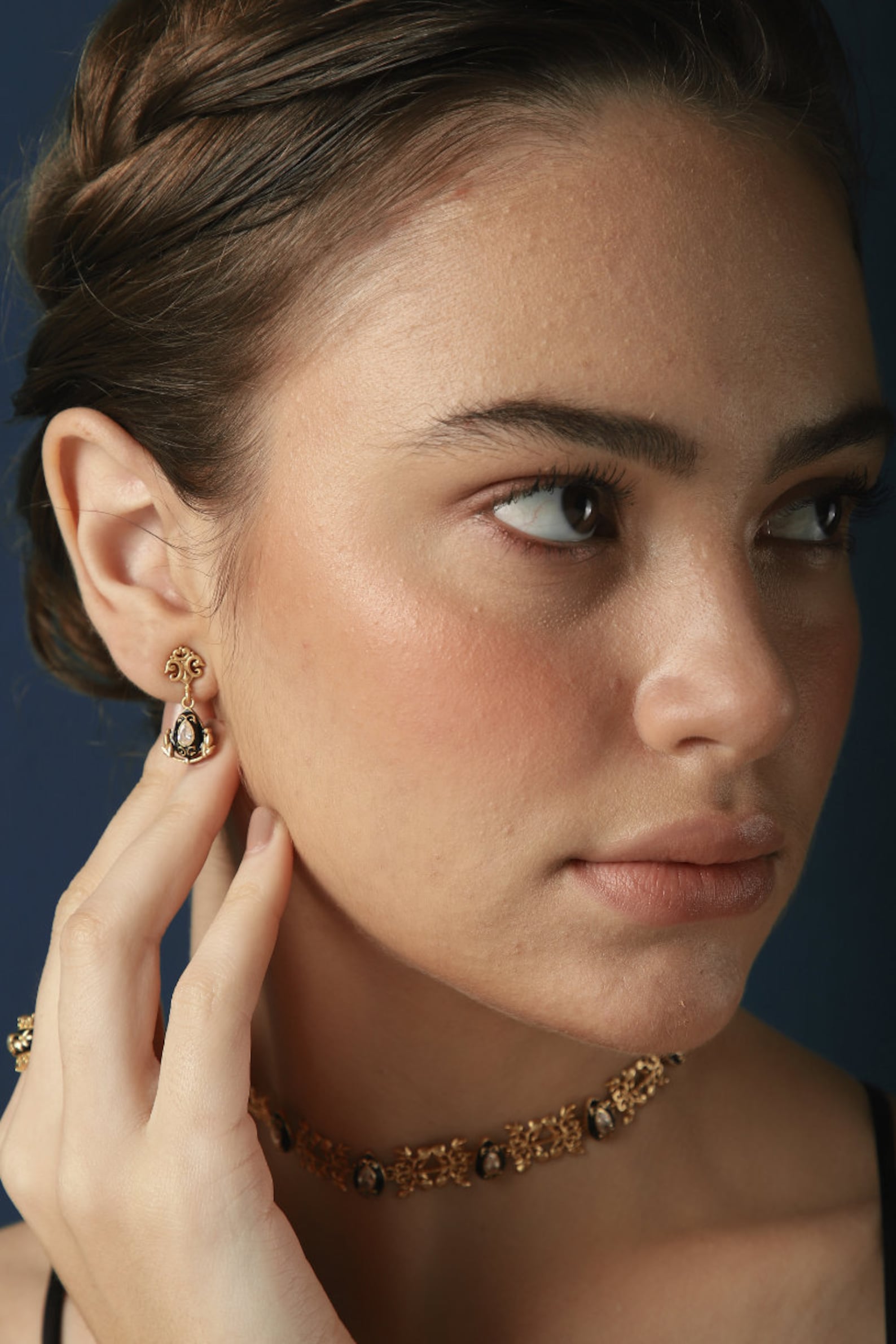 Vintage Drop Earrings | Small Black Enamel Earrings
