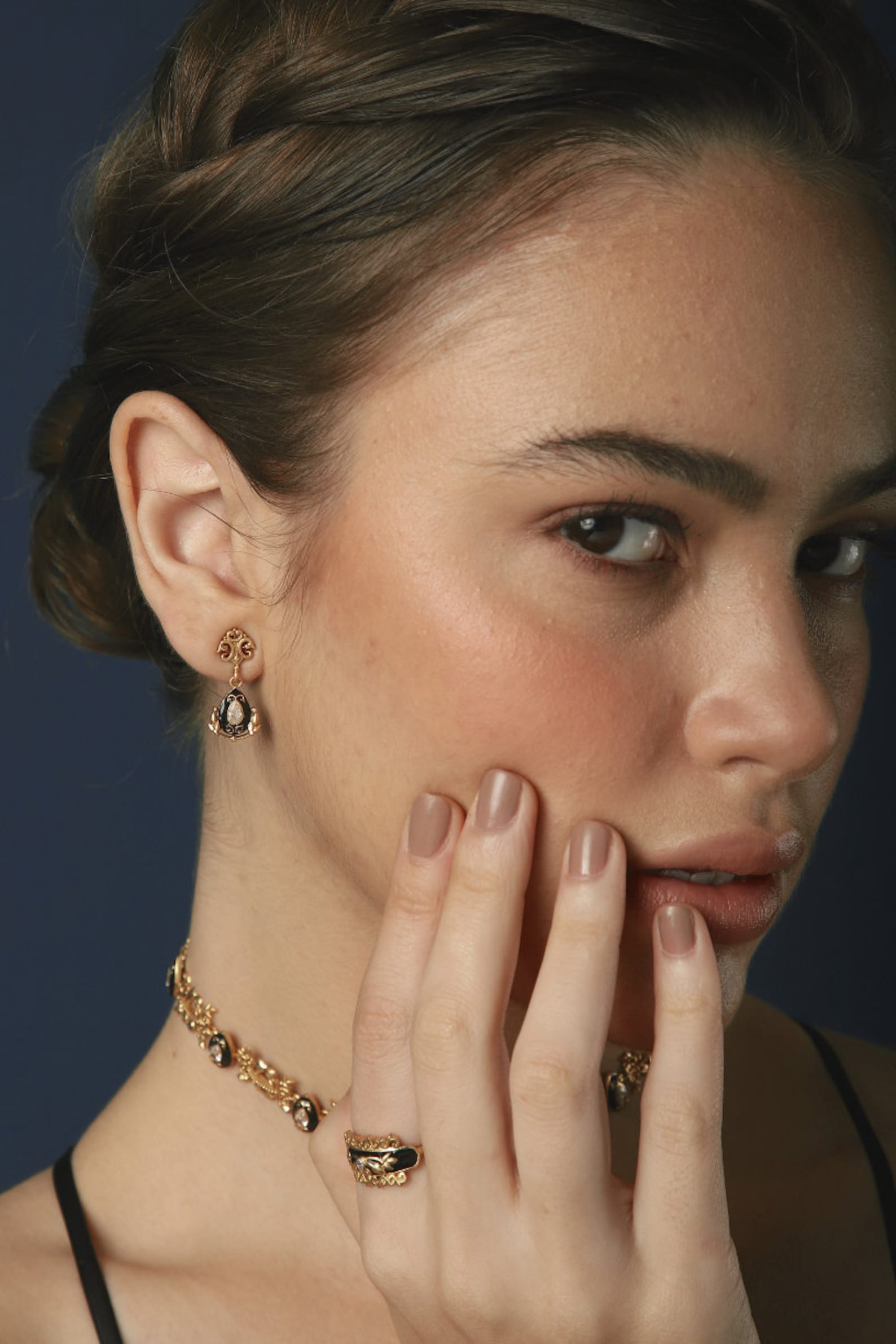 Vintage Drop Earrings | Small Black Enamel Earrings