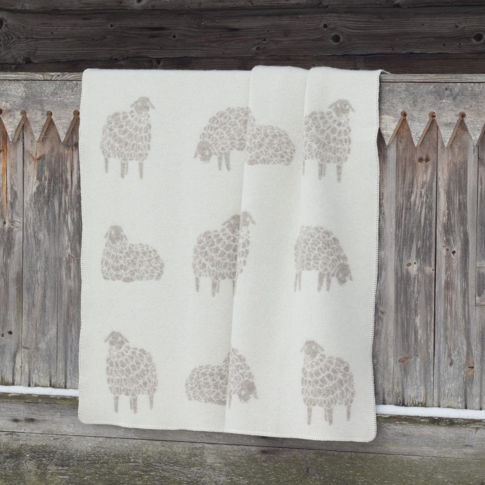 Sheep Mima Blanket, Beige Sheep Throw, Washable and Reversible