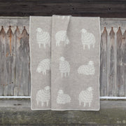 Sheep Mima Blanket, Beige Sheep Throw, Washable and Reversible