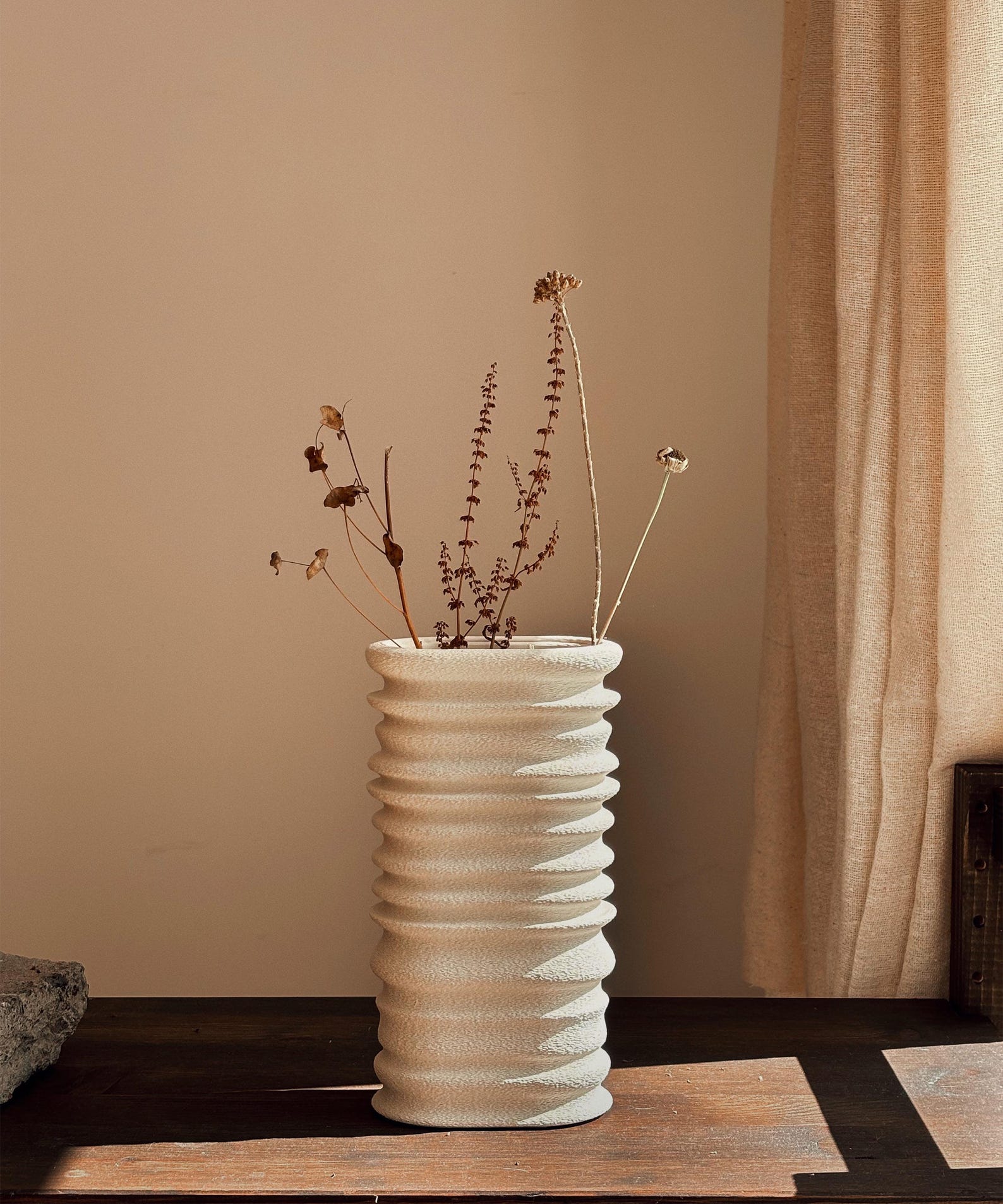 Tun | 3D Printed Vase| Sandstone | Dried Flower | Boho Decor |