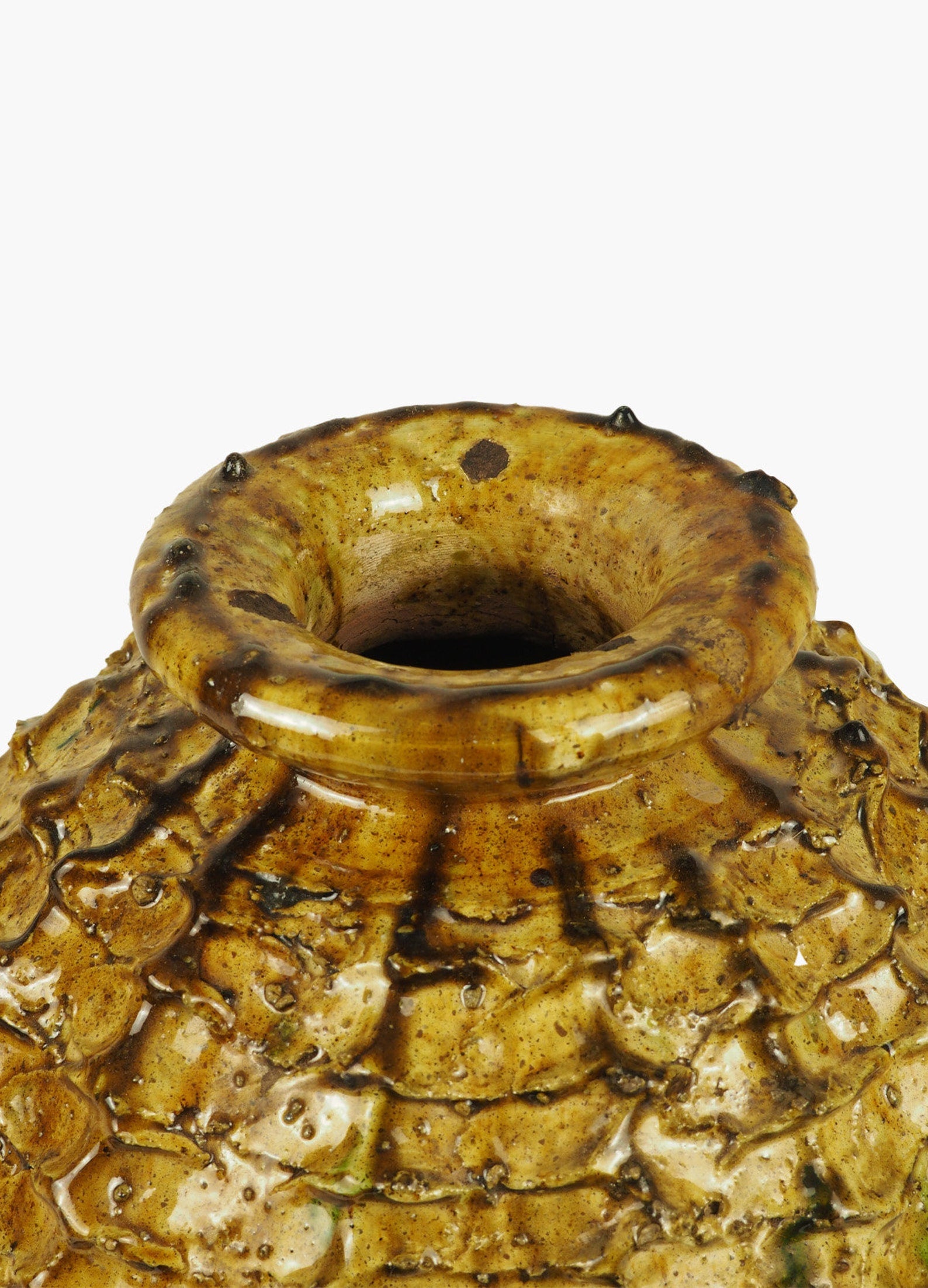Abstract Sea Urchin Handmade Vase Sculpture - Yellow