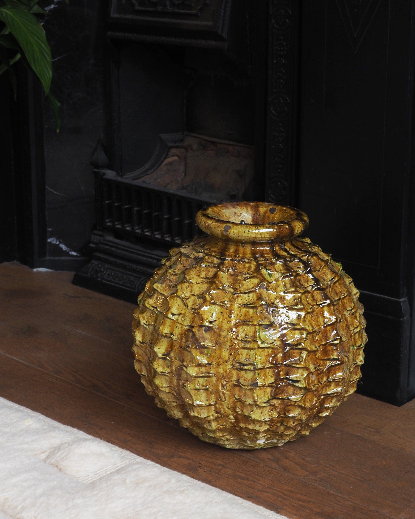 Abstract Sea Urchin Handmade Vase Sculpture - Yellow