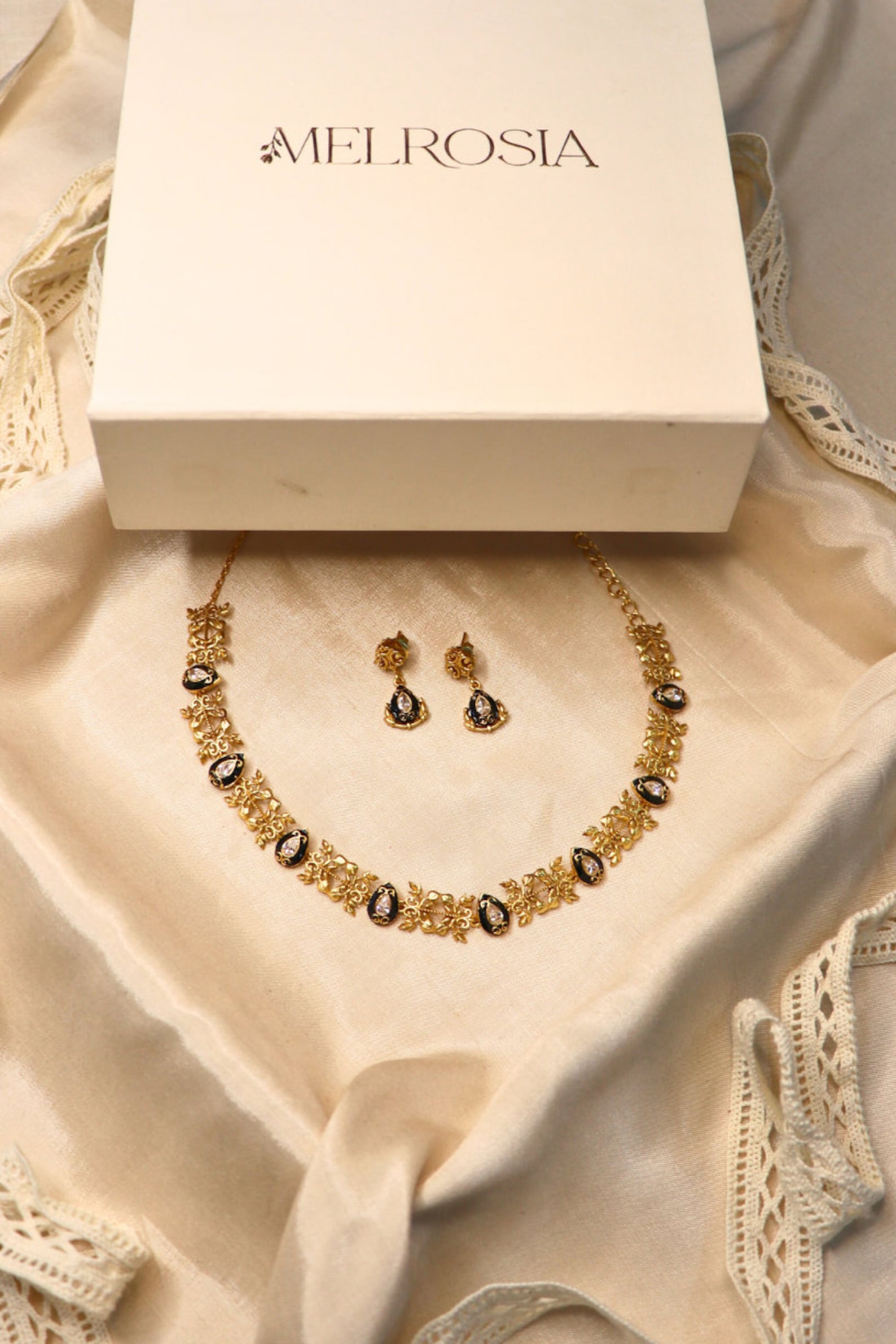 Vintage Drop Earrings | Small Black Enamel Earrings