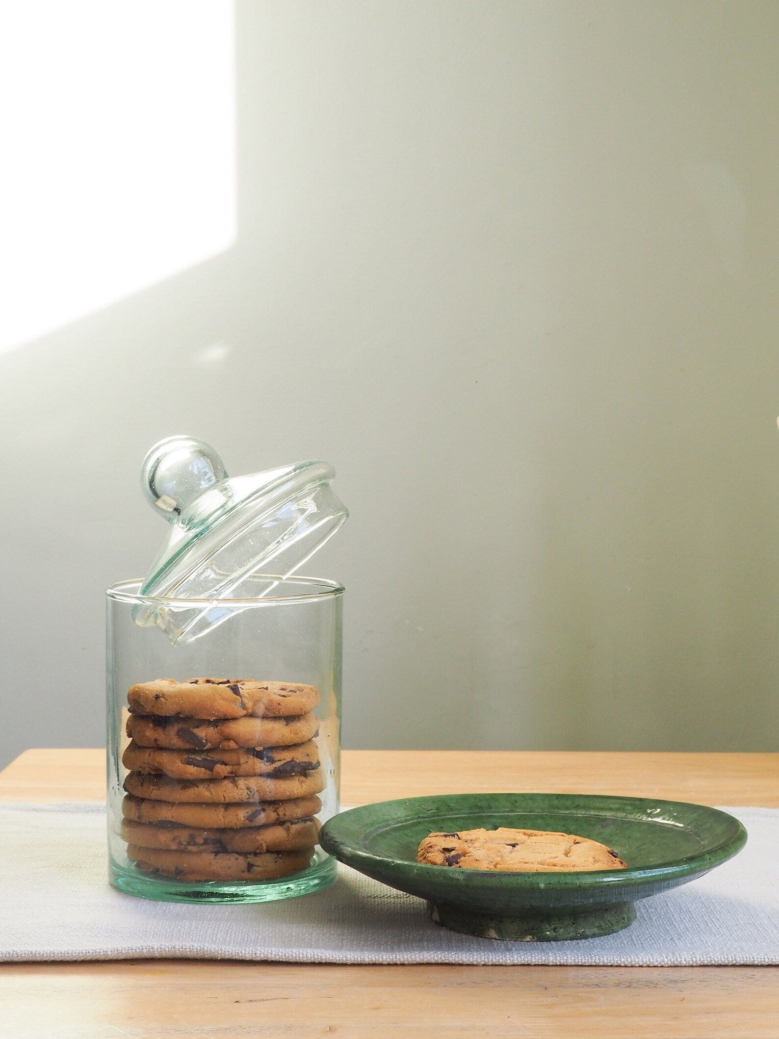 Recycled Moroccan Glass Storage Jar/Cookie Jar for Kitchen