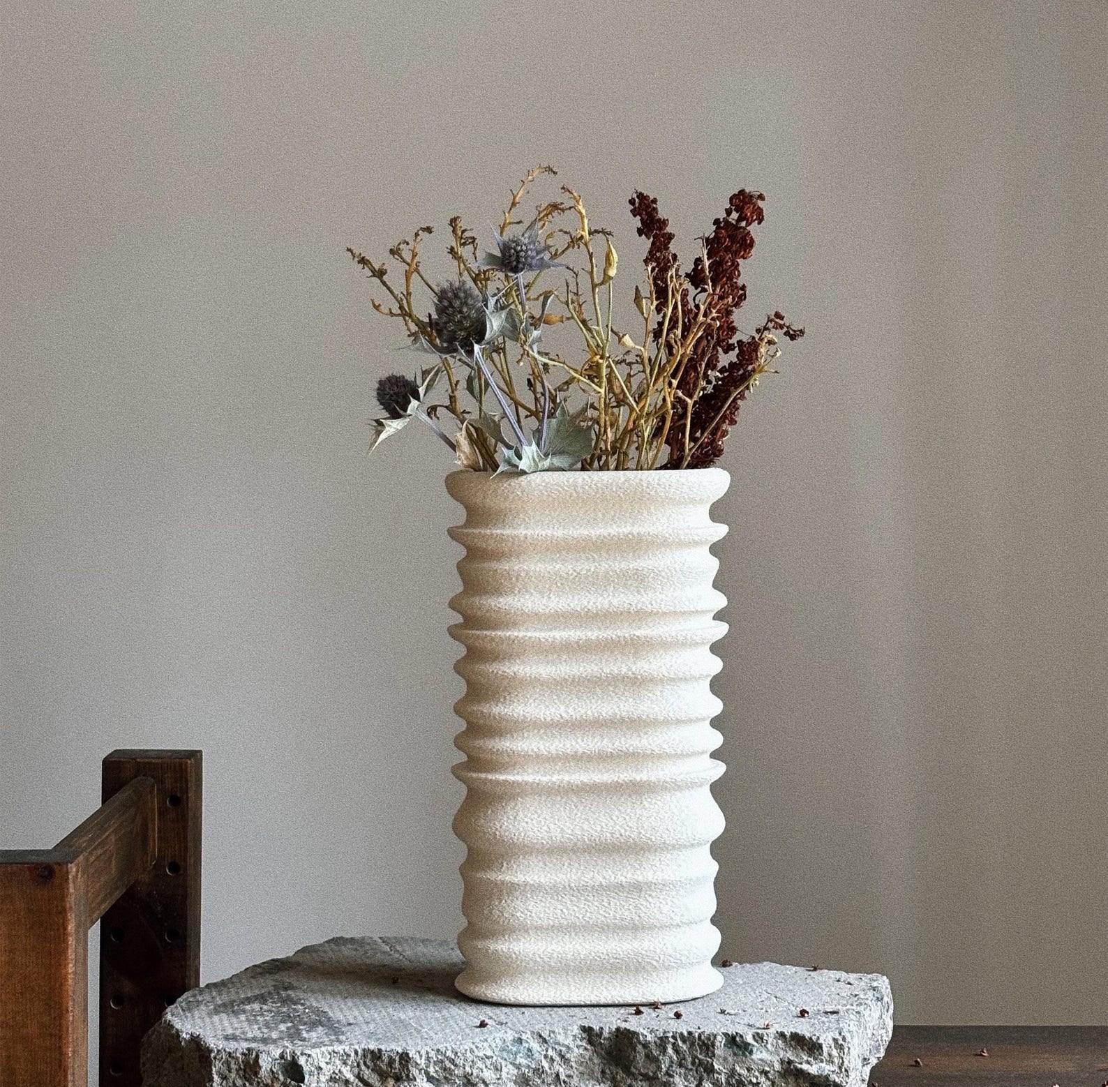Tun | 3D Printed Vase| Sandstone | Dried Flower | Boho Decor |