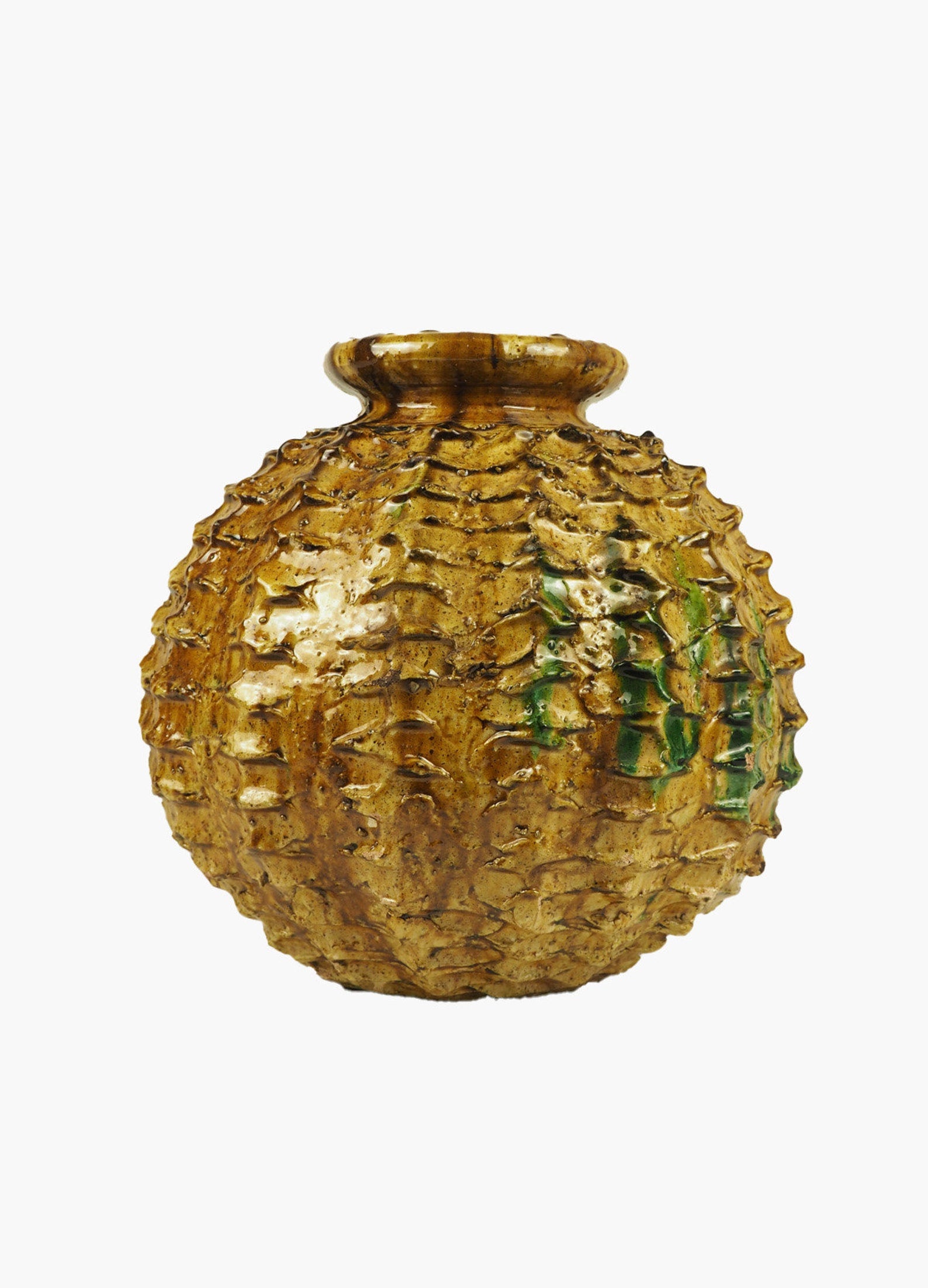 Abstract Sea Urchin Handmade Vase Sculpture - Yellow