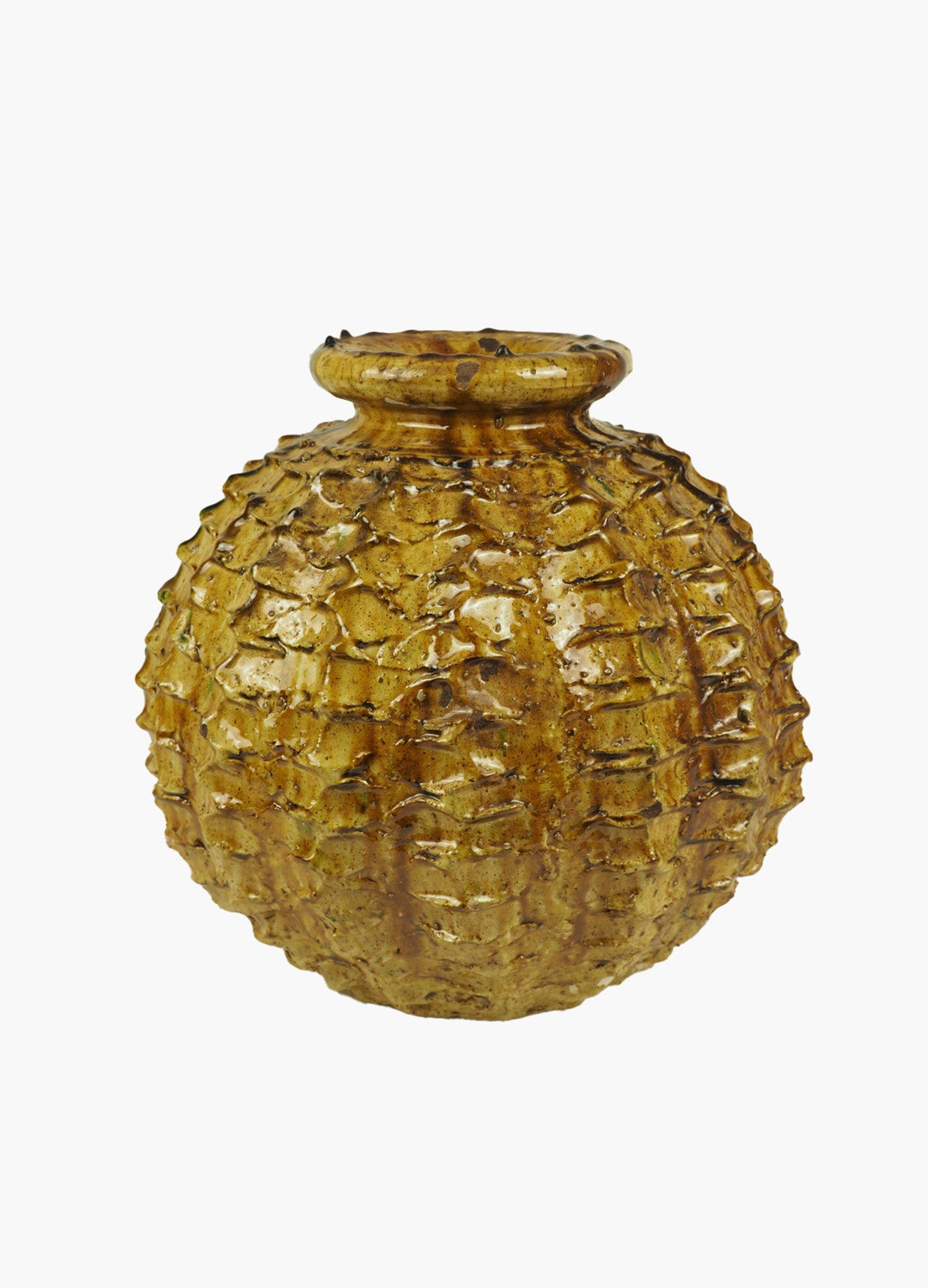Abstract Sea Urchin Handmade Vase Sculpture - Yellow