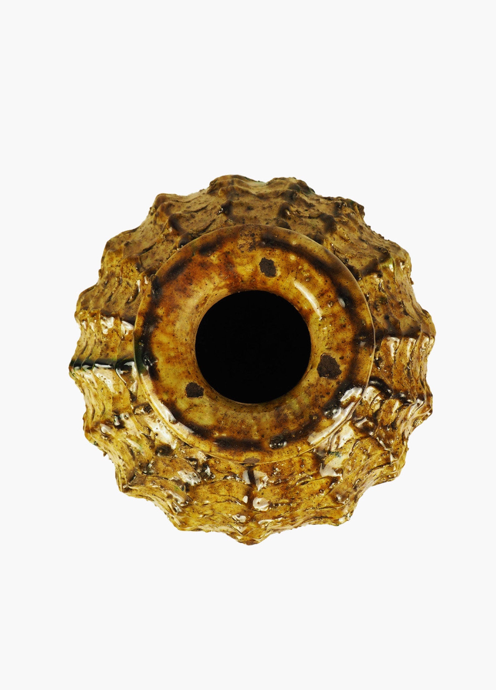 Abstract Sea Urchin Handmade Vase Sculpture - Yellow