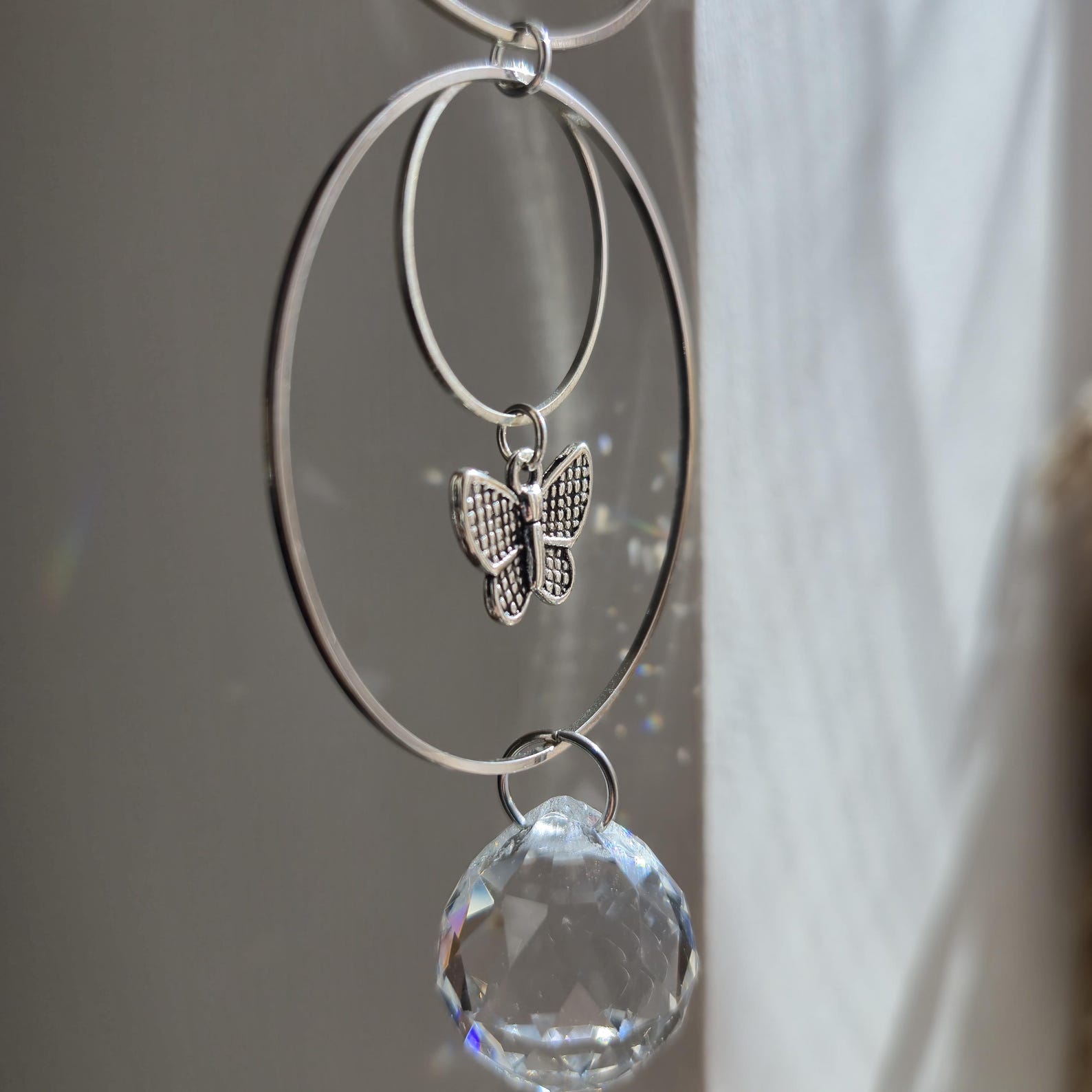 Mini Suncatcher ALYA – Steel and crystal butterfly Feng Shui