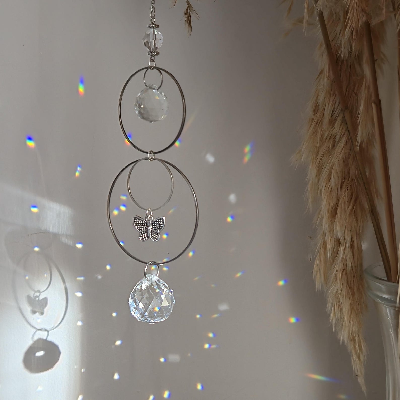 Mini Suncatcher ALYA – Steel and crystal butterfly Feng Shui