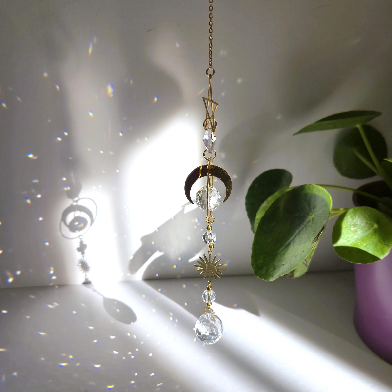 MINISTAR Moon Suncatcher – Feng Shui Crystal Suncatcher