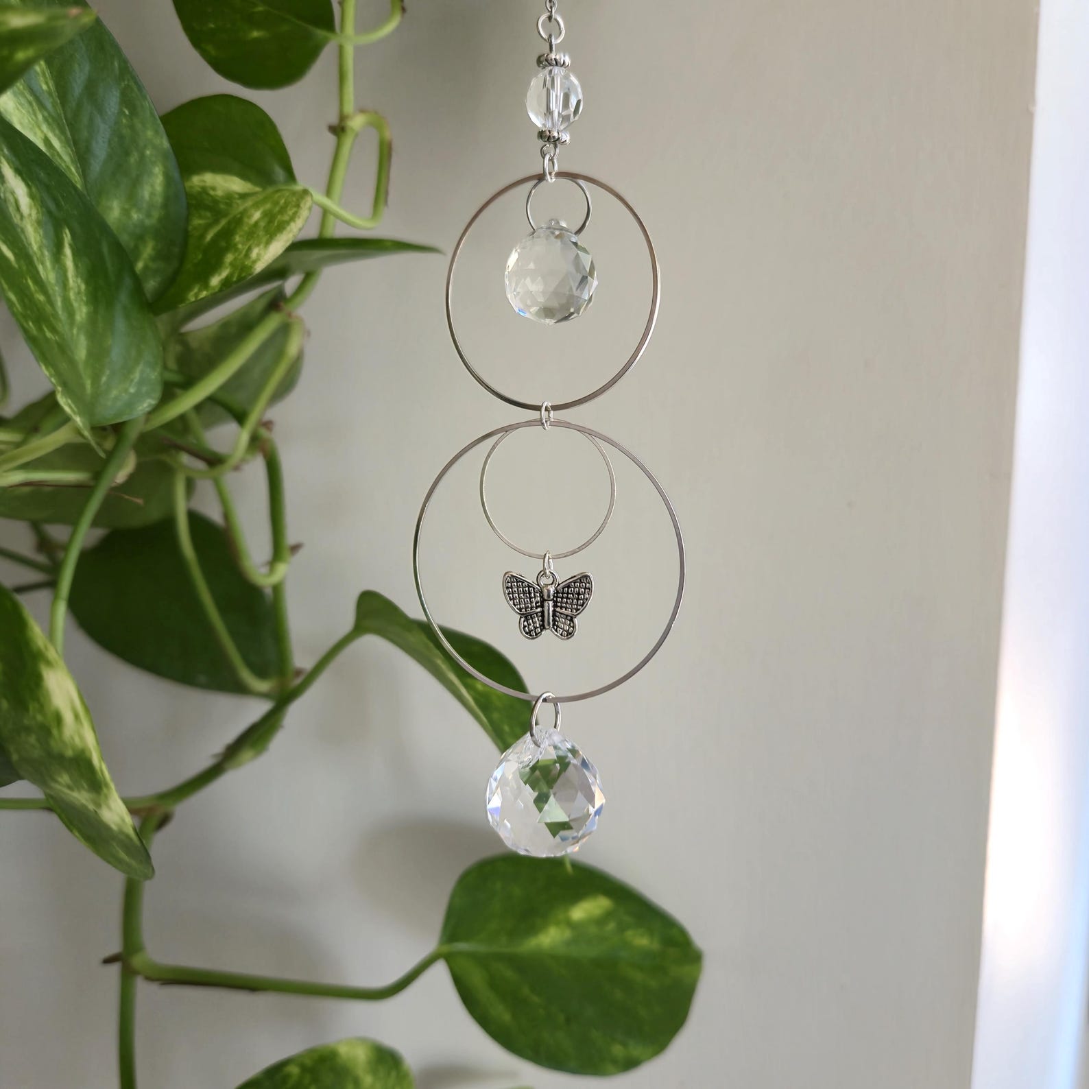 Mini Suncatcher ALYA – Steel and crystal butterfly Feng Shui