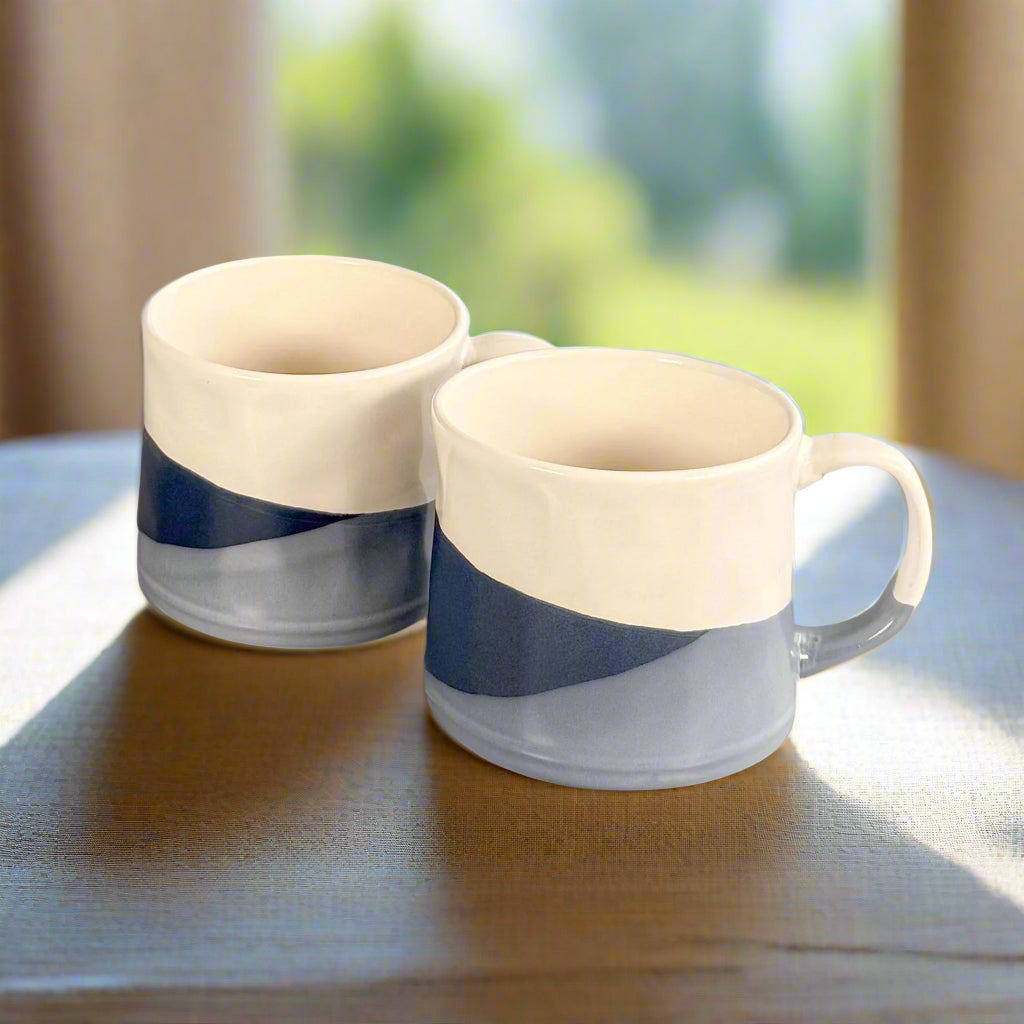 Set of 2, Terra Fusion 600ml Painted Reactive Glazed Ceramic Mugs