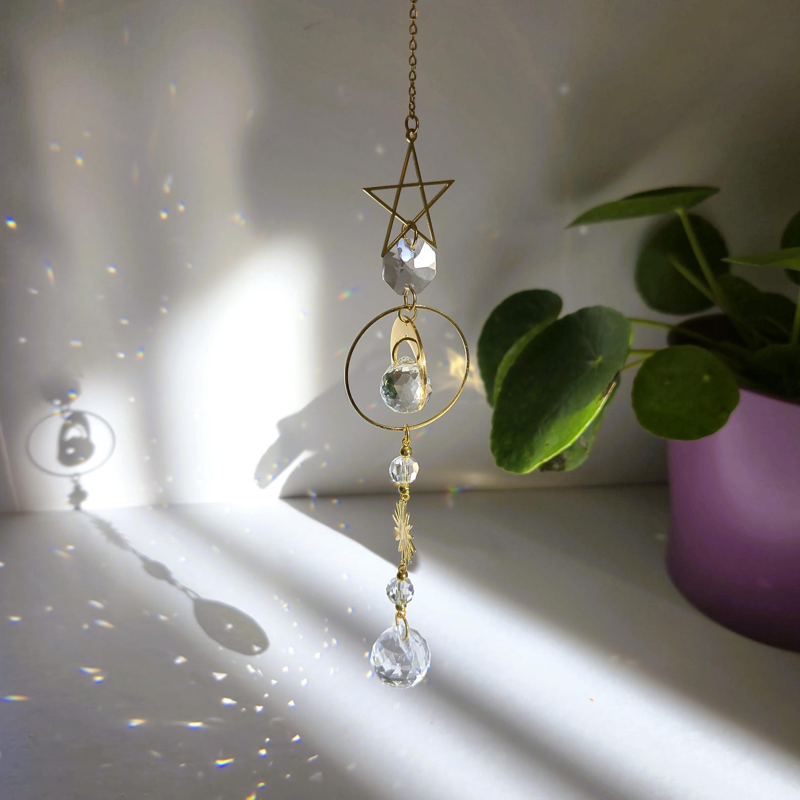 MINISTAR Moon Suncatcher – Feng Shui Crystal Suncatcher