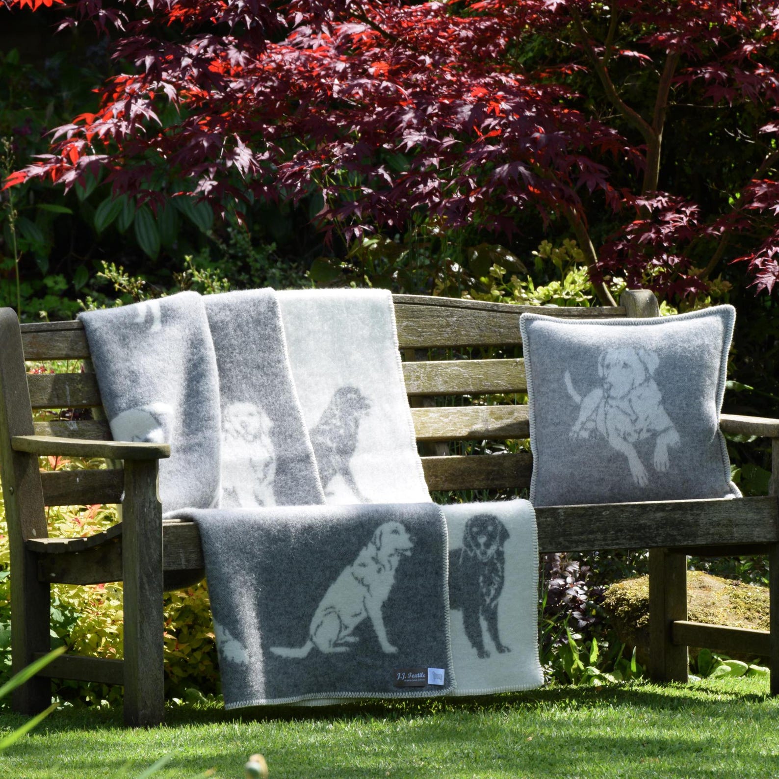 Grey Dog Blanket with Blanket stitched edge, Wool Chunky Double Sided Throw
