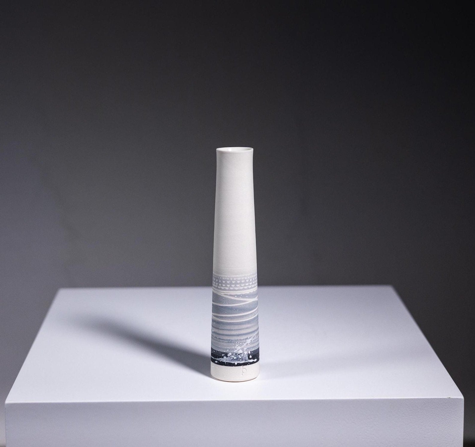 Handmade Porcelain Stormy Grey Stem Vase | Ceramic Bud Vase |