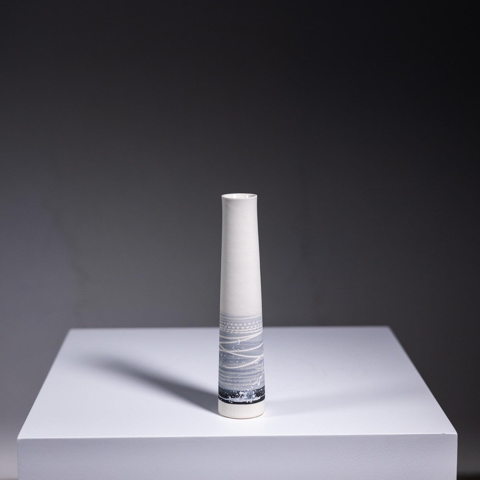 Handmade Porcelain Stormy Grey Stem Vase | Ceramic Bud Vase |