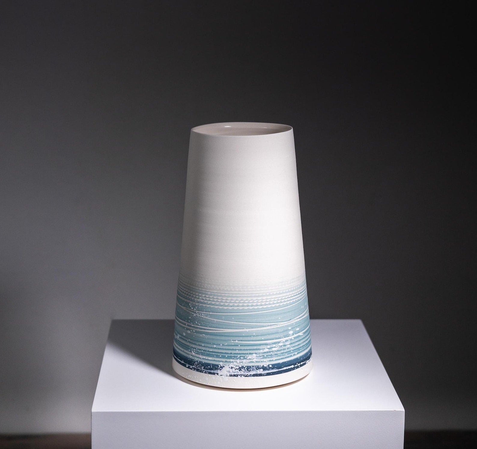 Large Handmade Porcelain Ceramic Vase | Blue Seascape |