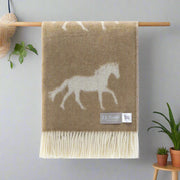 Brown Horse Wool Throw | Woven Blanket made from Pure Wool |