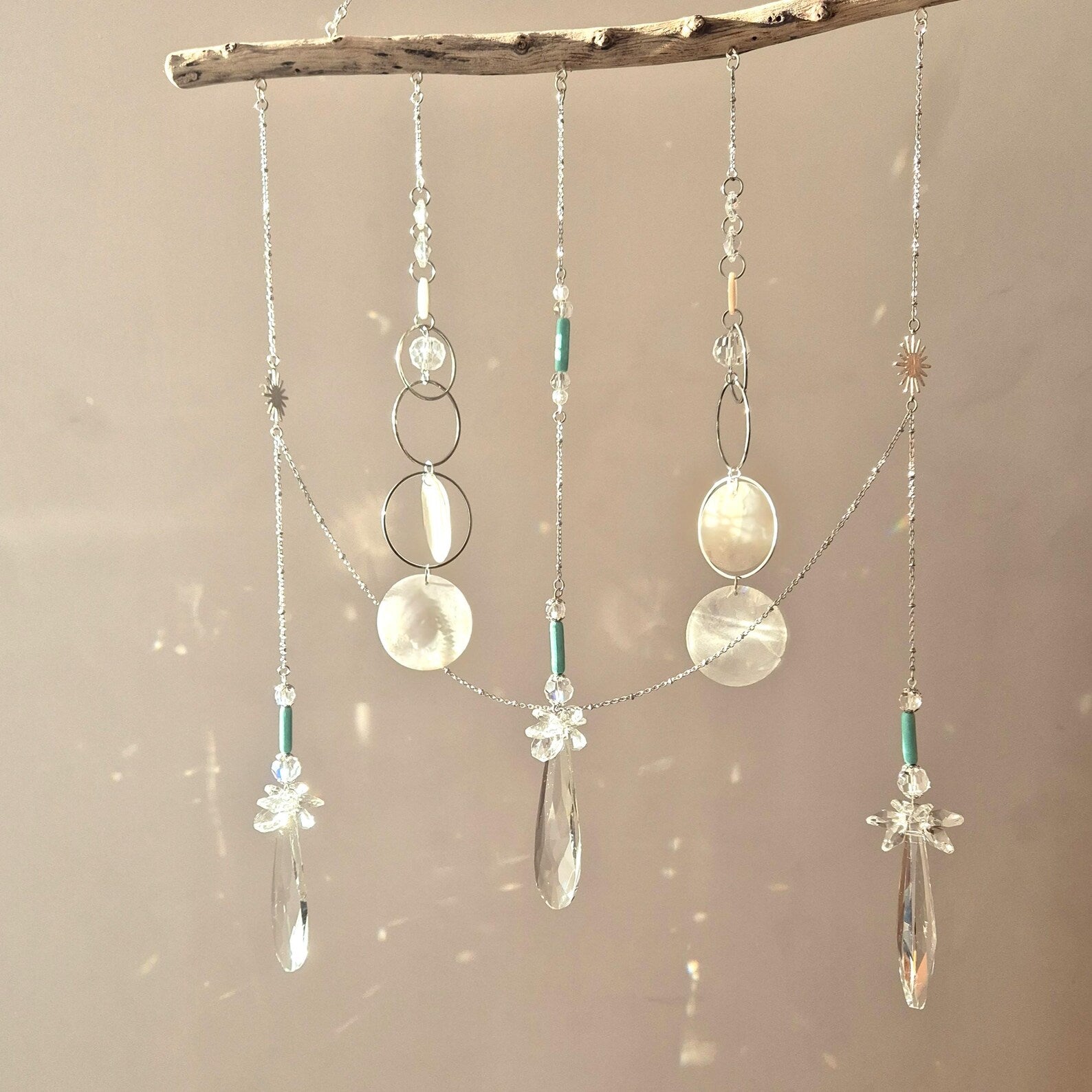 Boho ALBA Driftwood Mobile - Feng Shui Suncatcher Crystal