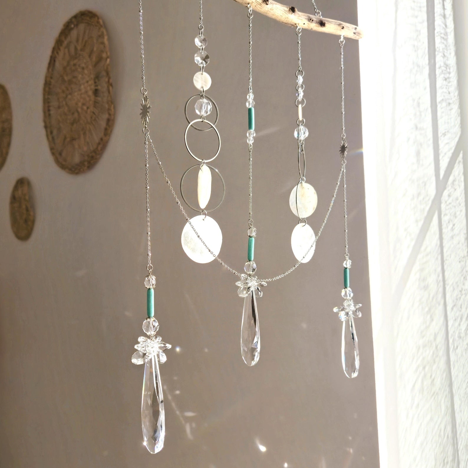 Boho ALBA Driftwood Mobile - Feng Shui Suncatcher Crystal