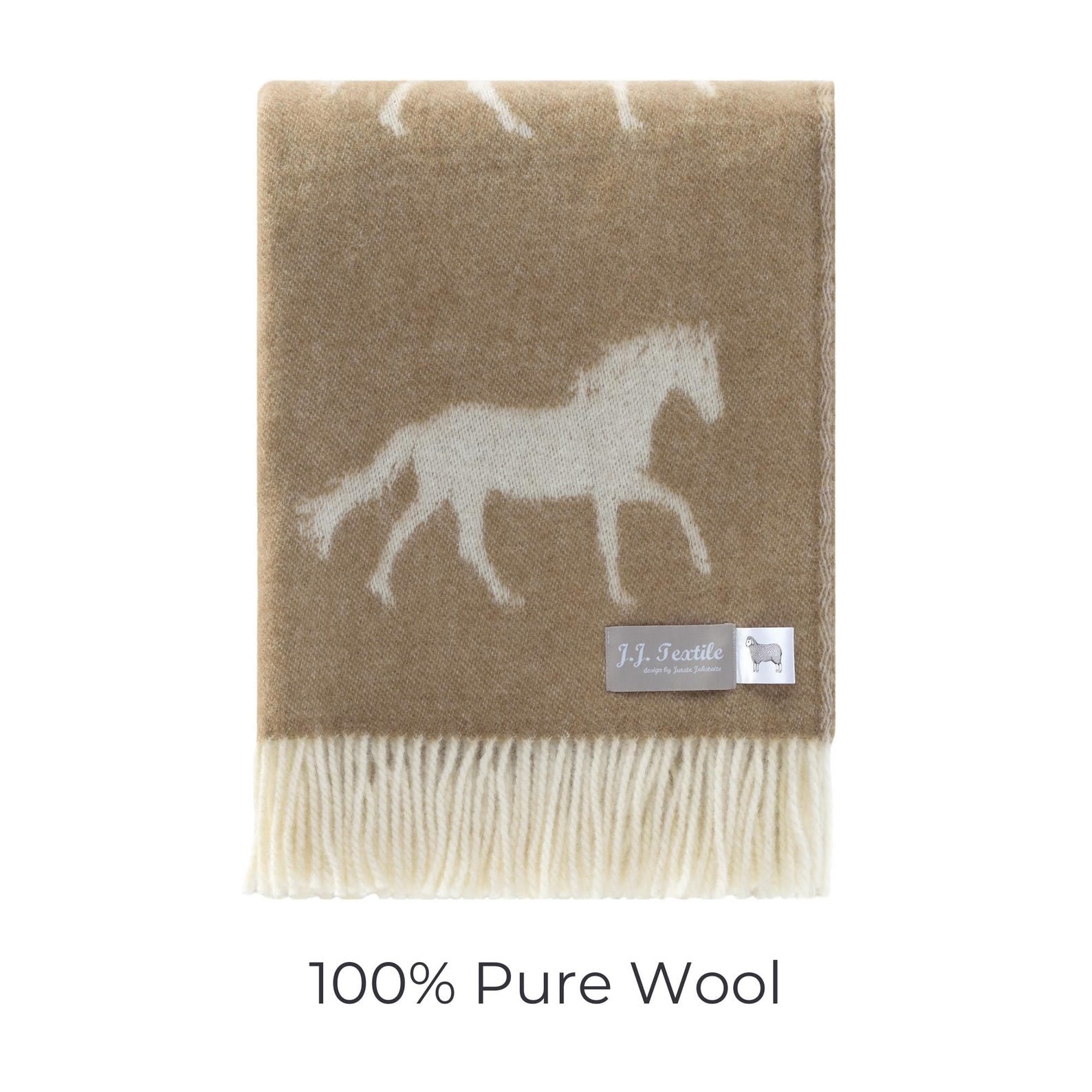 Brown Horse Wool Throw | Woven Blanket made from Pure Wool |