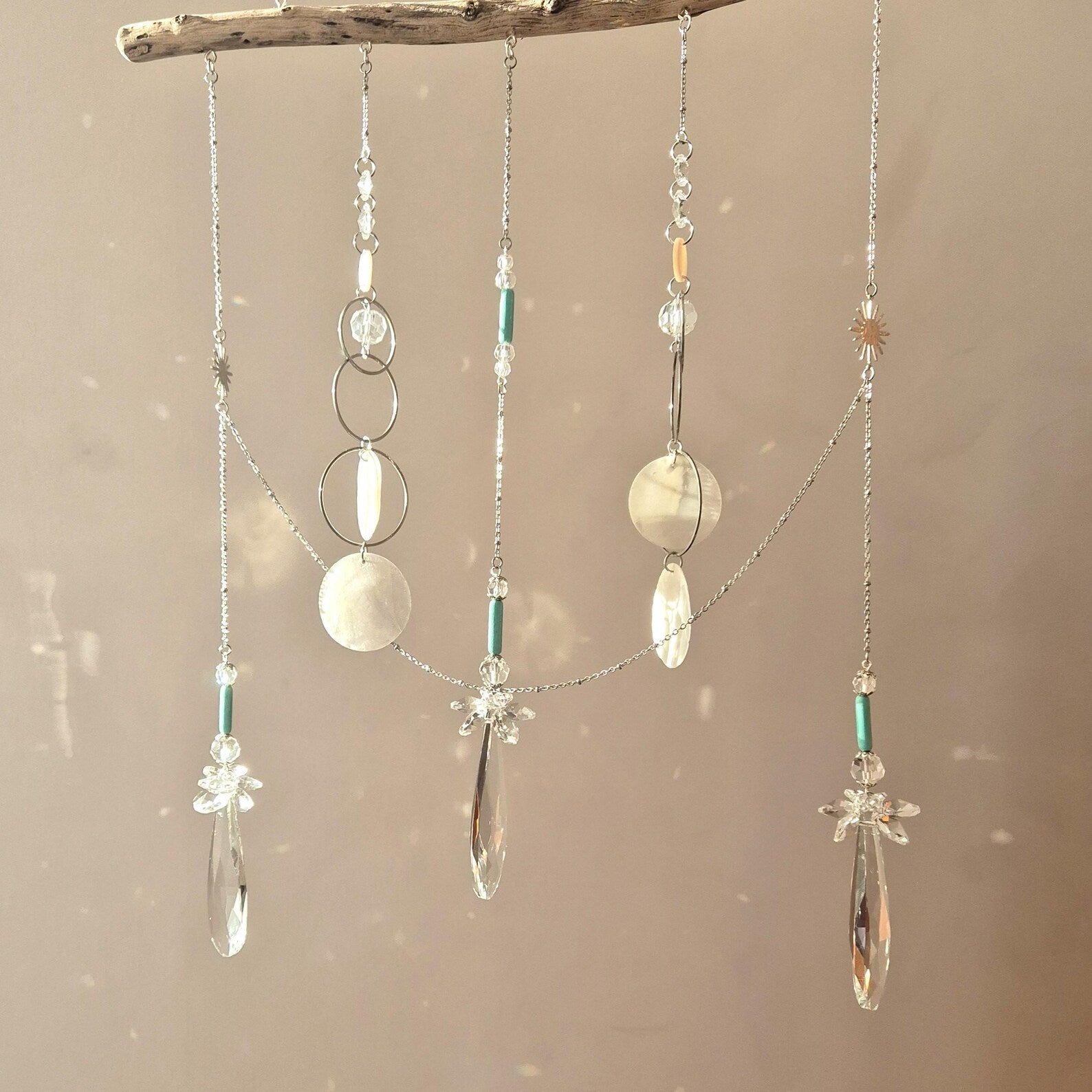 Boho ALBA Driftwood Mobile - Feng Shui Suncatcher Crystal