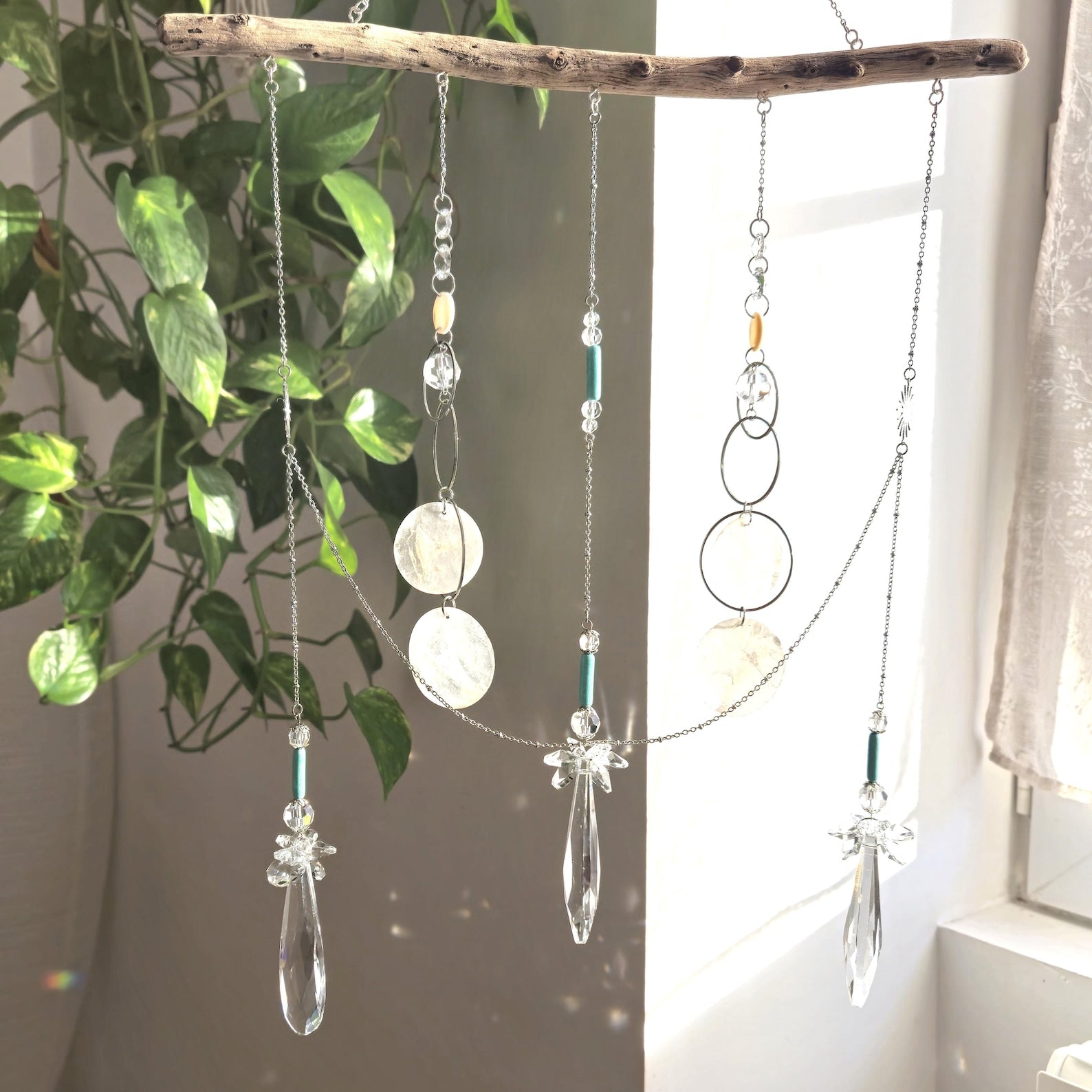 Boho ALBA Driftwood Mobile - Feng Shui Suncatcher Crystal