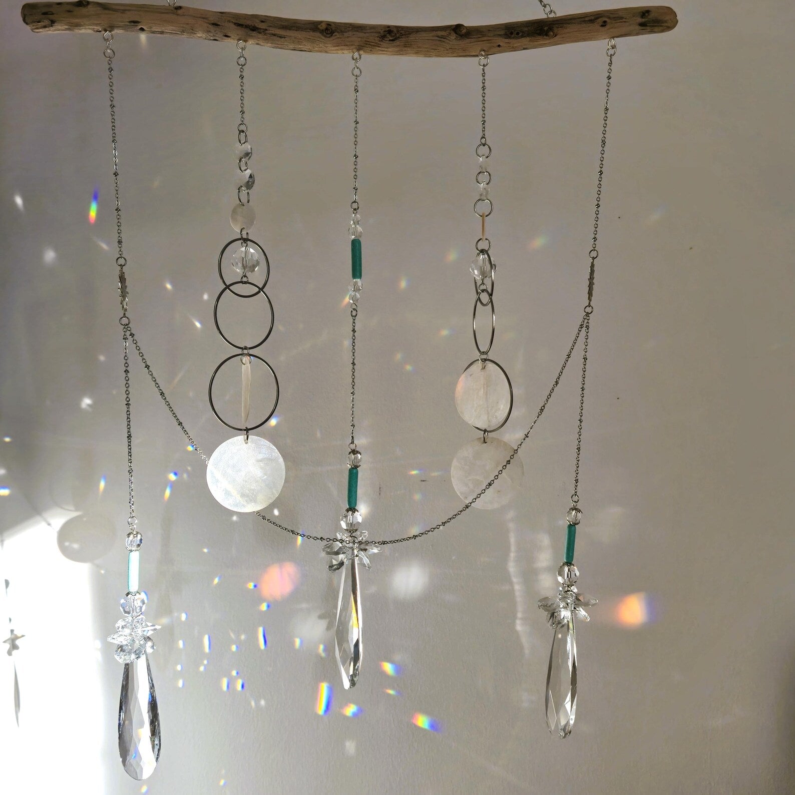 Boho ALBA Driftwood Mobile - Feng Shui Suncatcher Crystal
