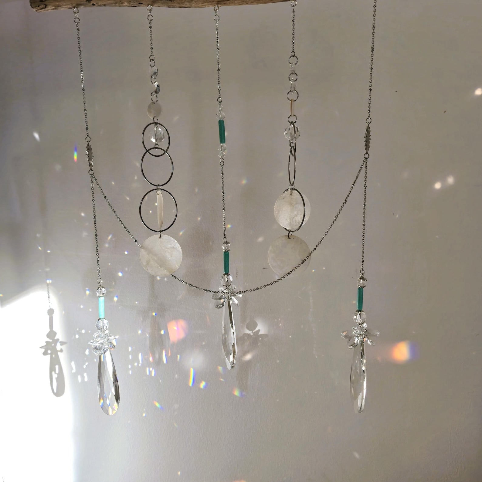 Boho ALBA Driftwood Mobile - Feng Shui Suncatcher Crystal