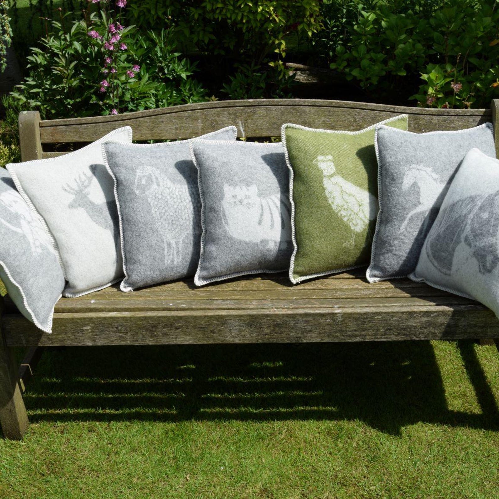 Pheasant Cushion Cover | Pure Wool Reversible Moss Green Pillowcase |