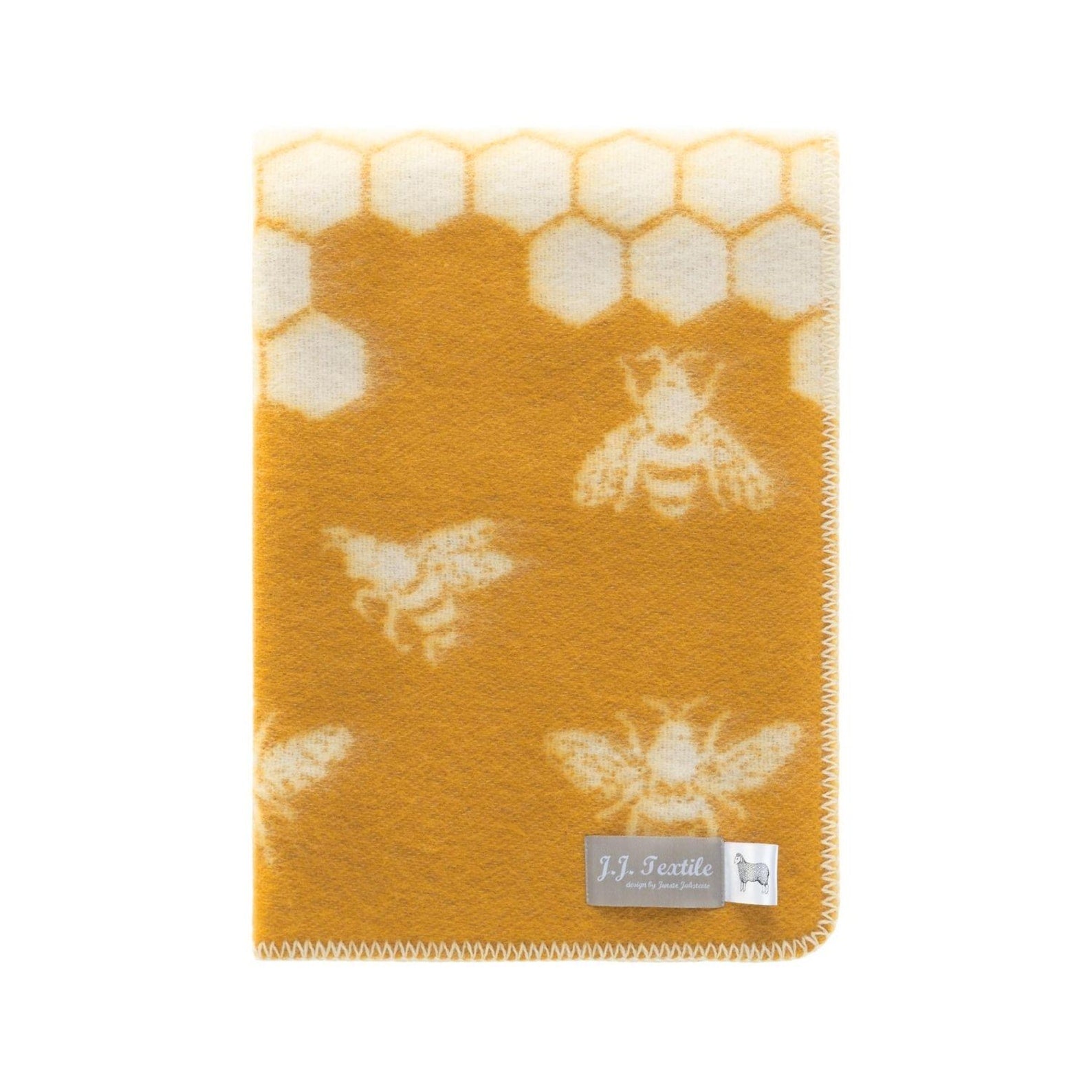 Bee Small Blanket | Reversible Mustard Wool Throw |