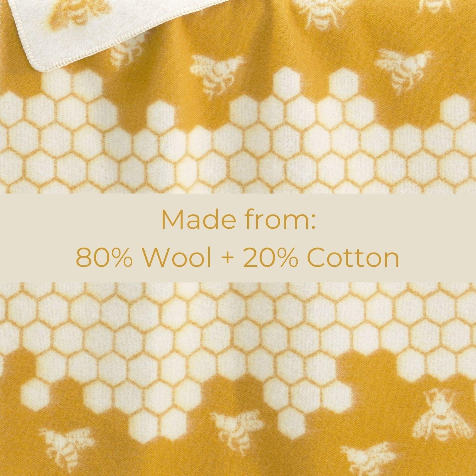 Bee Small Blanket | Reversible Mustard Wool Throw |