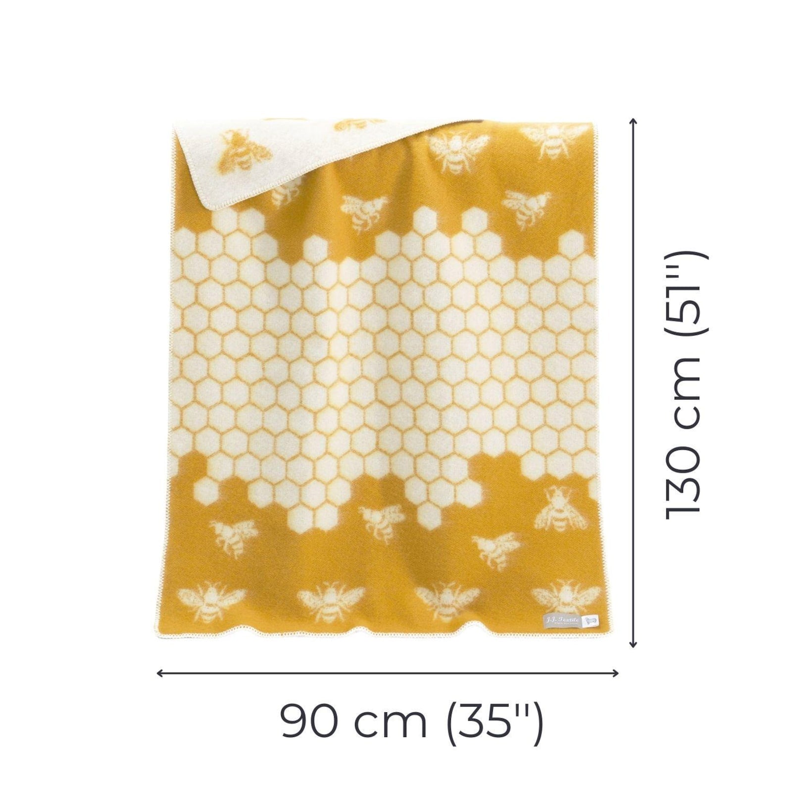Bee Small Blanket | Reversible Mustard Wool Throw |