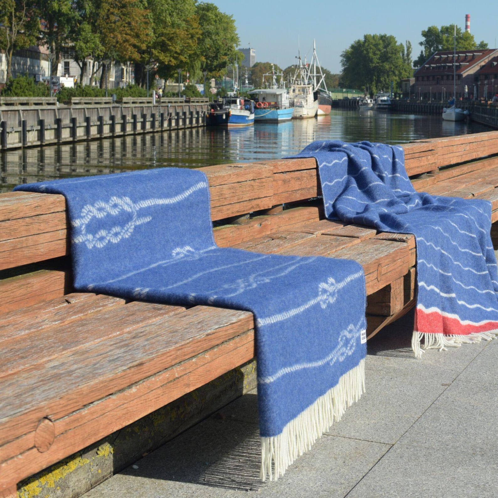 Sailing Knots Wool Throw | Woven Blanket made from Recycled Merino Wool |