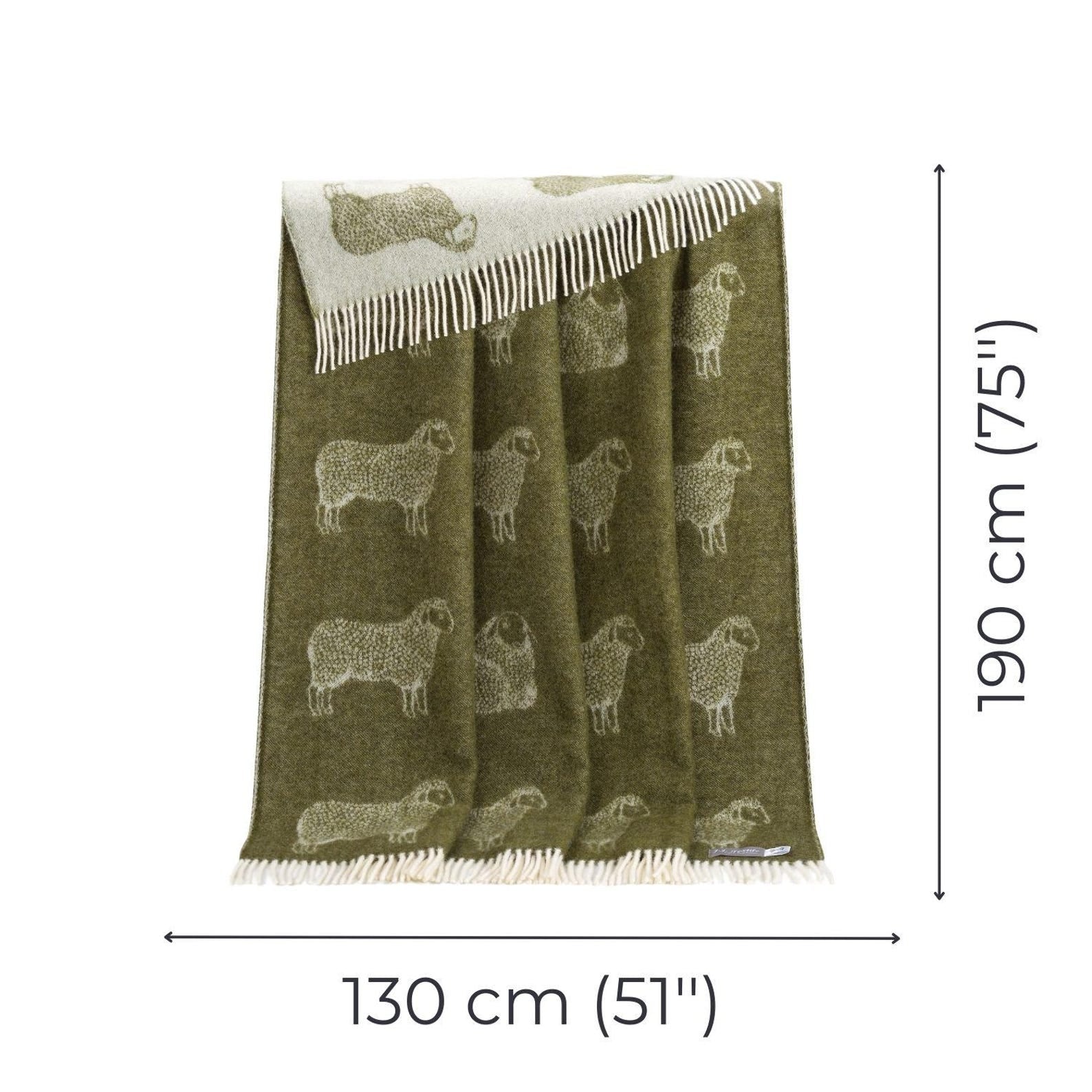 Mossy Green Sheep Wool Throw | Woven Blanket made from Pure Wool |