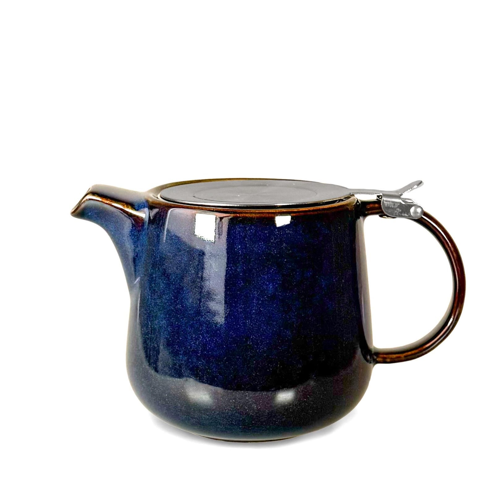 Bergen Blue Reactive Glaze Infuser Teapot – 1L Ceramic Teapot with Stainless Steel Lid