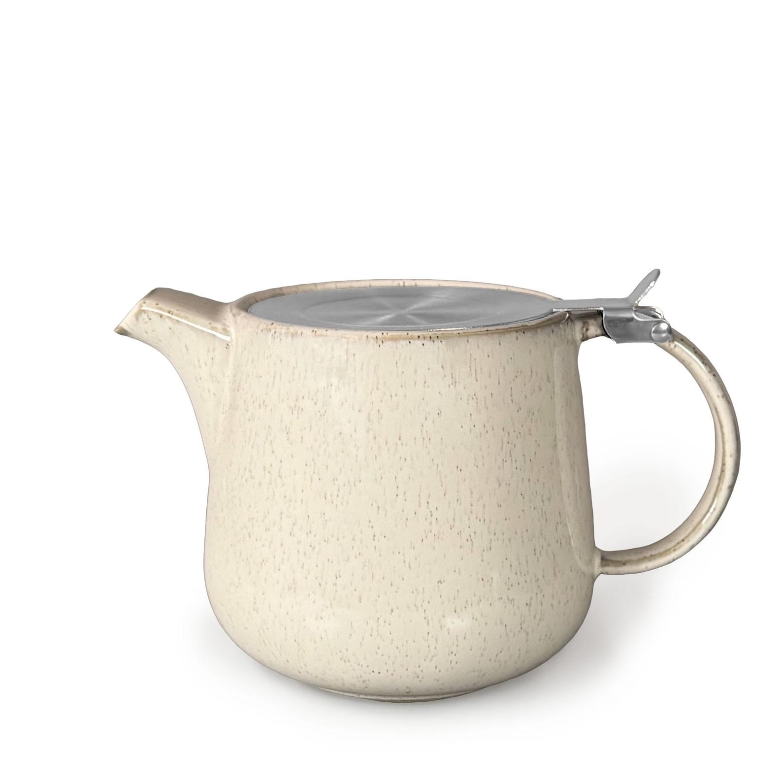 Bergen Cream Reactive Glaze Infuser Teapot – 1L Ceramic Teapot with Stainless Steel Lid