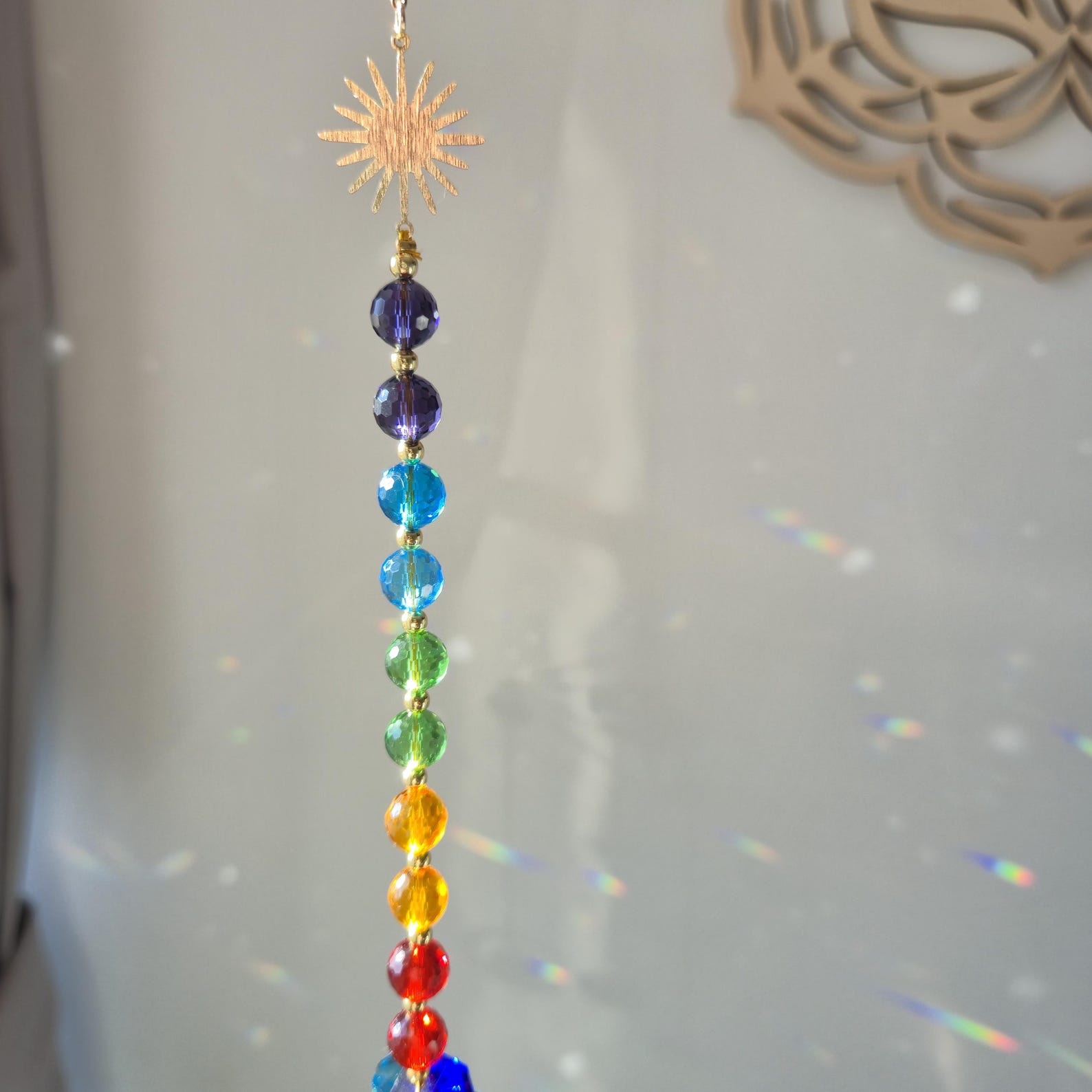 Rainbow Chakra Crystal Suncatcher – Colorful Feng Shui Suncatcher