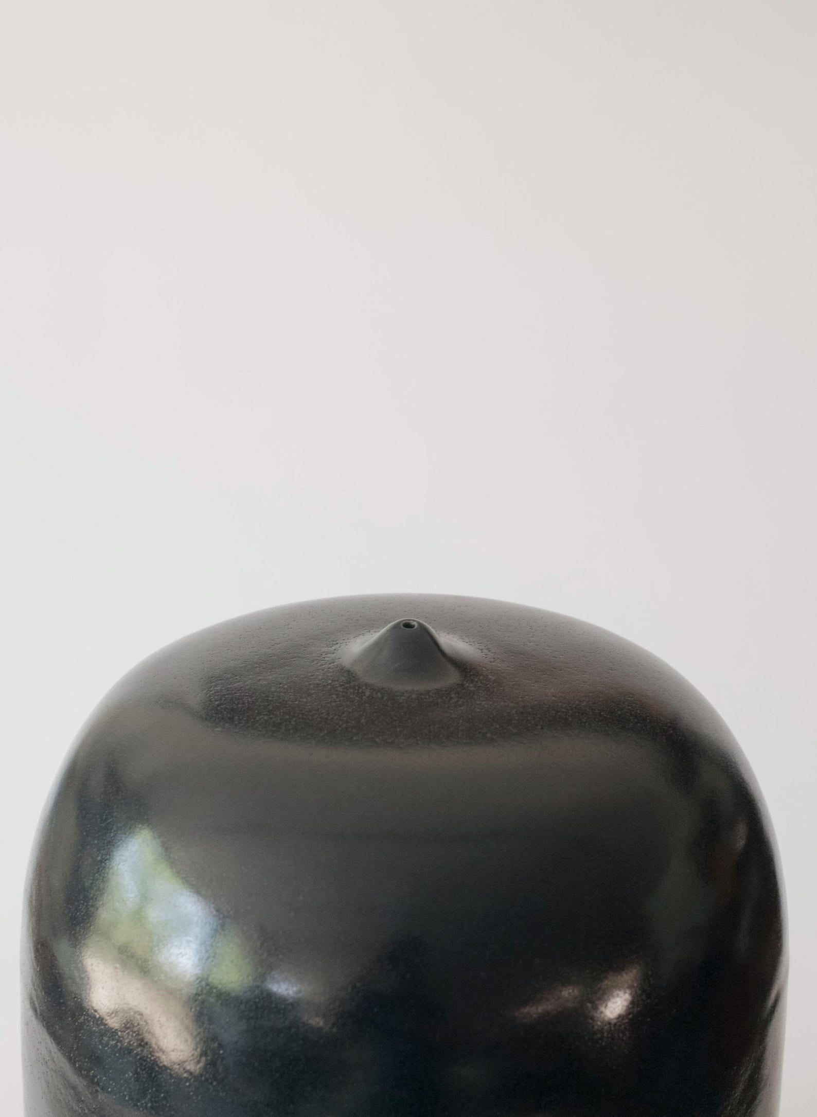 Modern shiny black ceramic vase - modern Japanese style