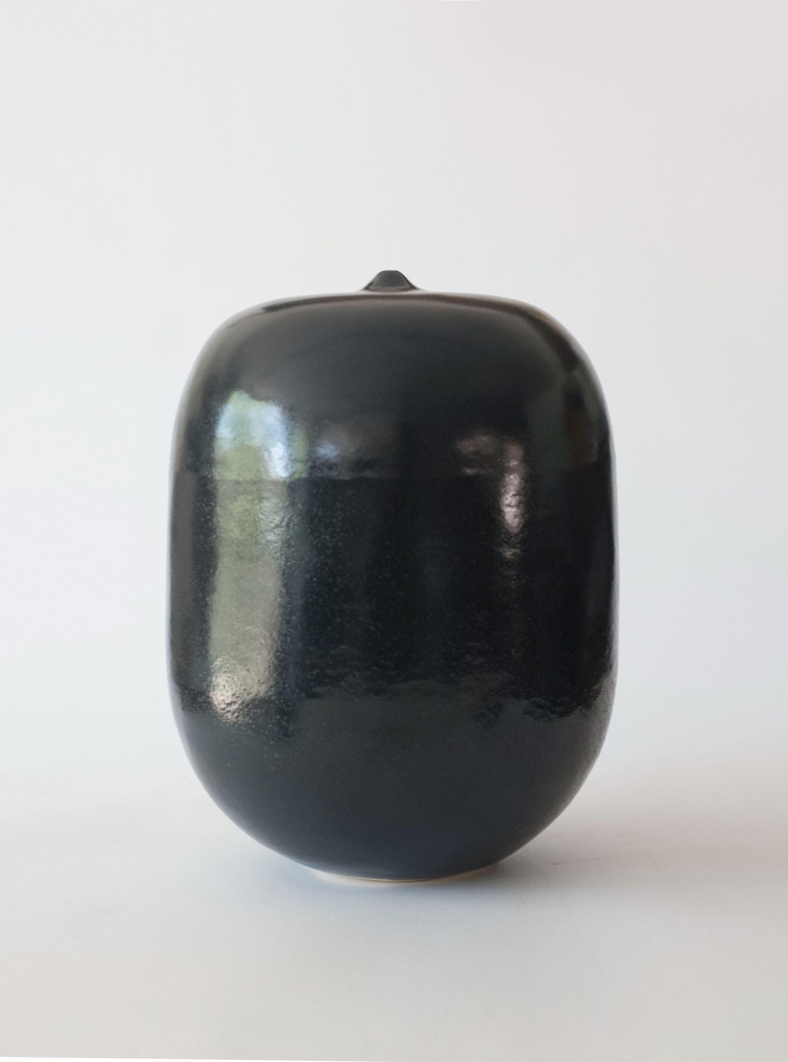 Modern shiny black ceramic vase - modern Japanese style